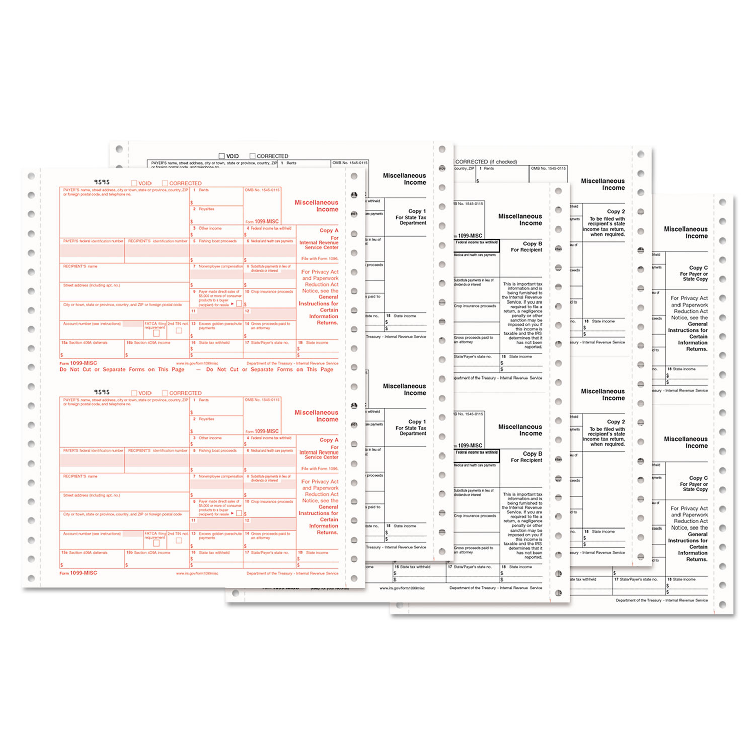  TOPS 22995 1099-MISC Tax Forms, 5-Part Carbonless, 5 1/2 x 8, 24 1099s & 1 1096 (TOP22995) 