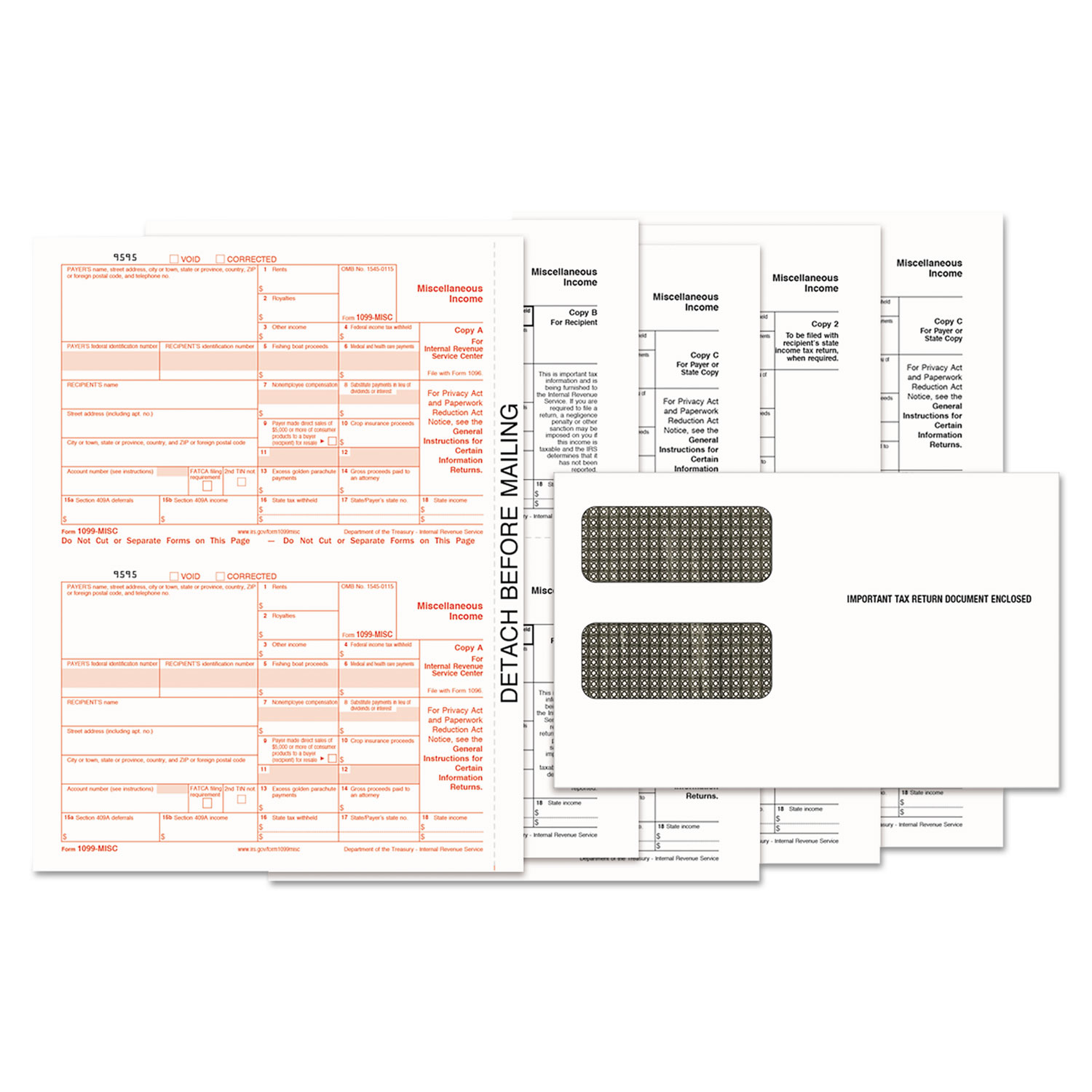  TOPS 22905KIT 1099-MISC Tax Form Kits, 8 x 5.5, 5-Part, Inkjet/Laser, 24 1099s and 1 1096 (TOP22905KIT) 