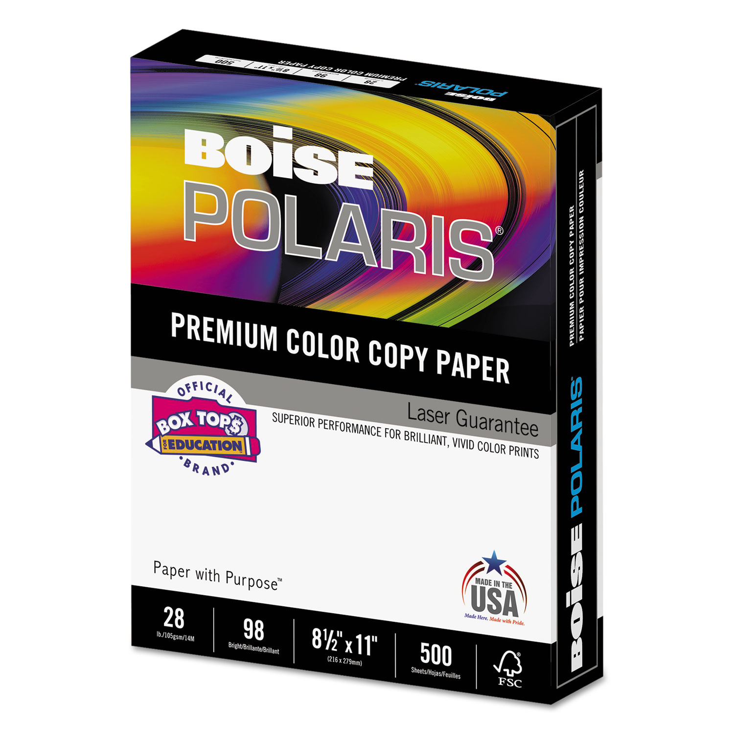 POLARIS Premium Color Copy Paper, 98 Bright, 28lb, Letter, White, 500 Sheets