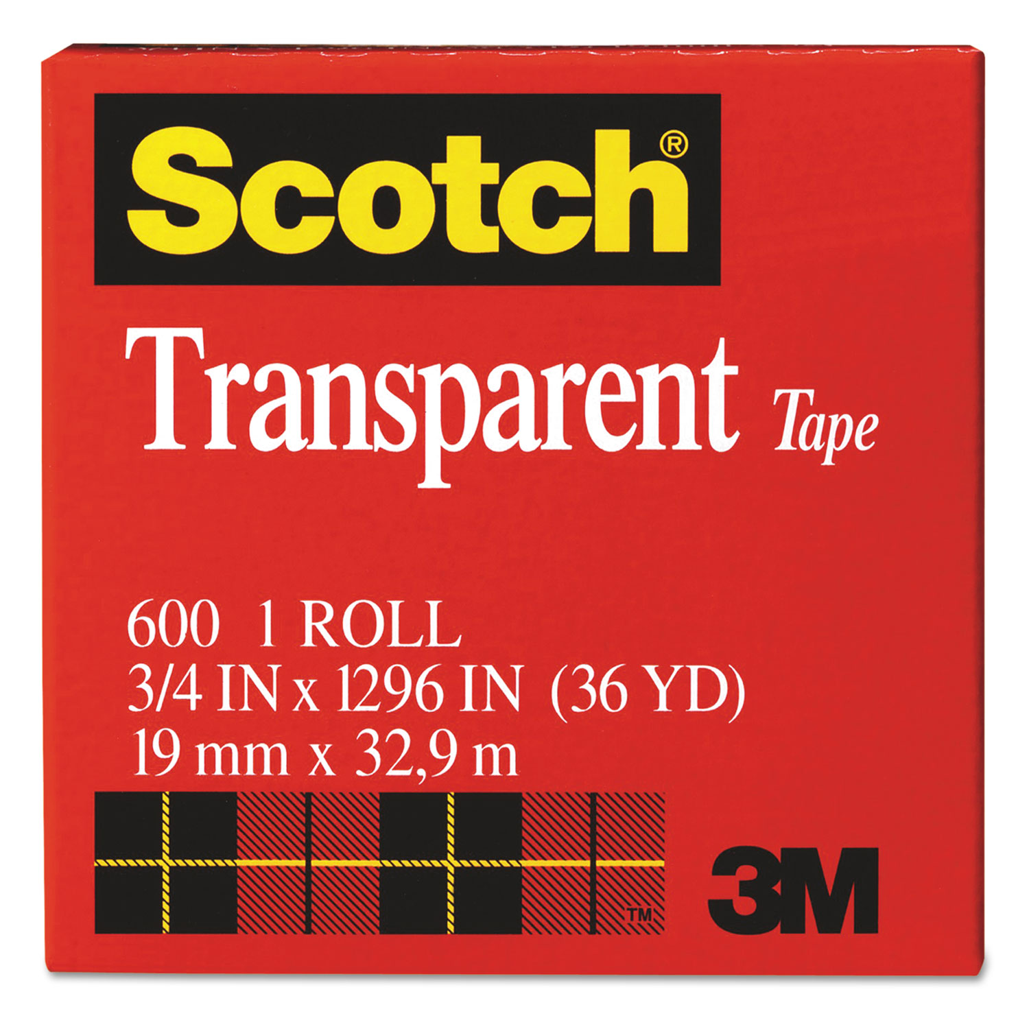 Transparent Tape, 3/4 x 1296, 1 Core, Clear