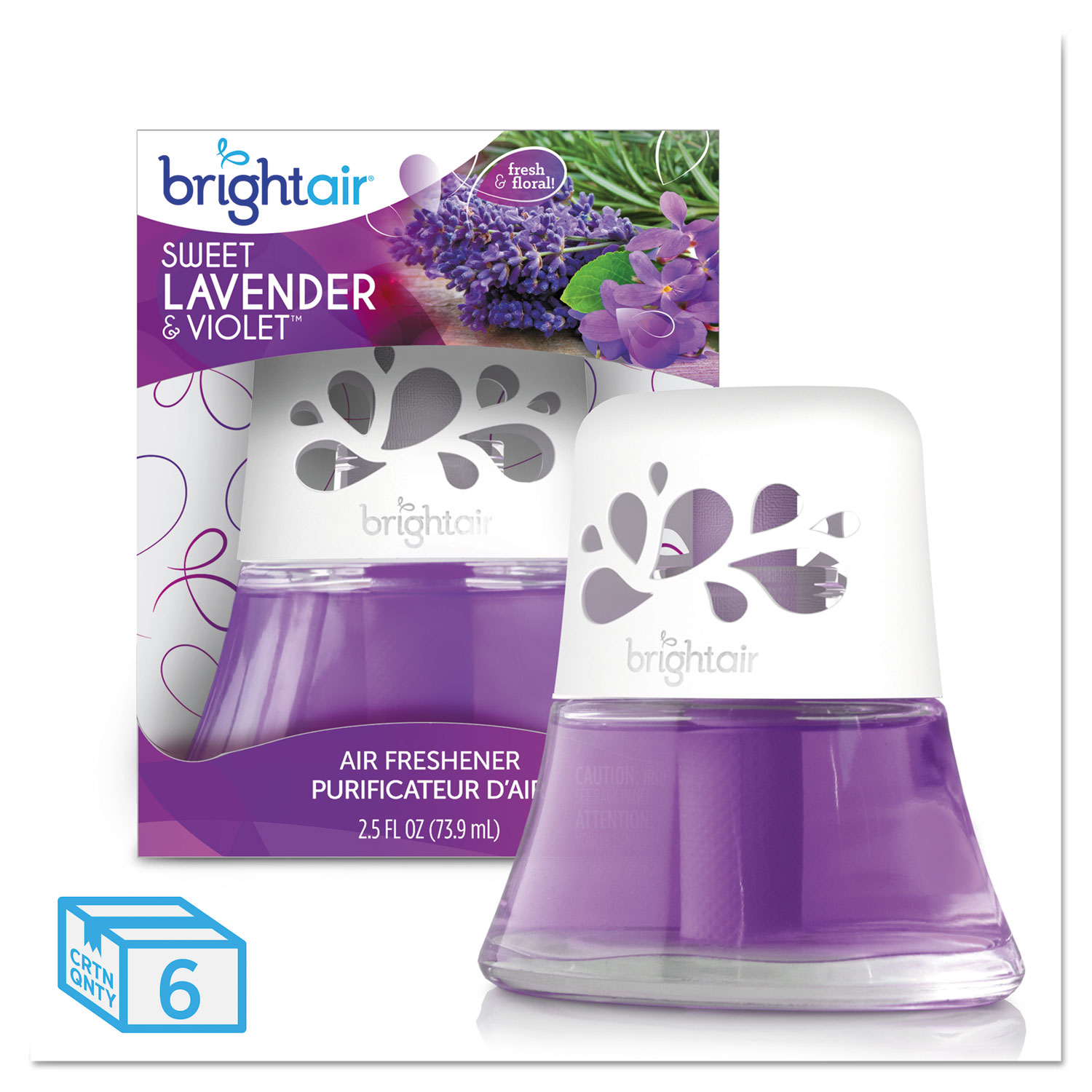  BRIGHT Air BRI900288 Scented Oil Air Freshener Sweet Lavender and Violet, 2.5 oz, 6/Carton (BRI900288CT) 