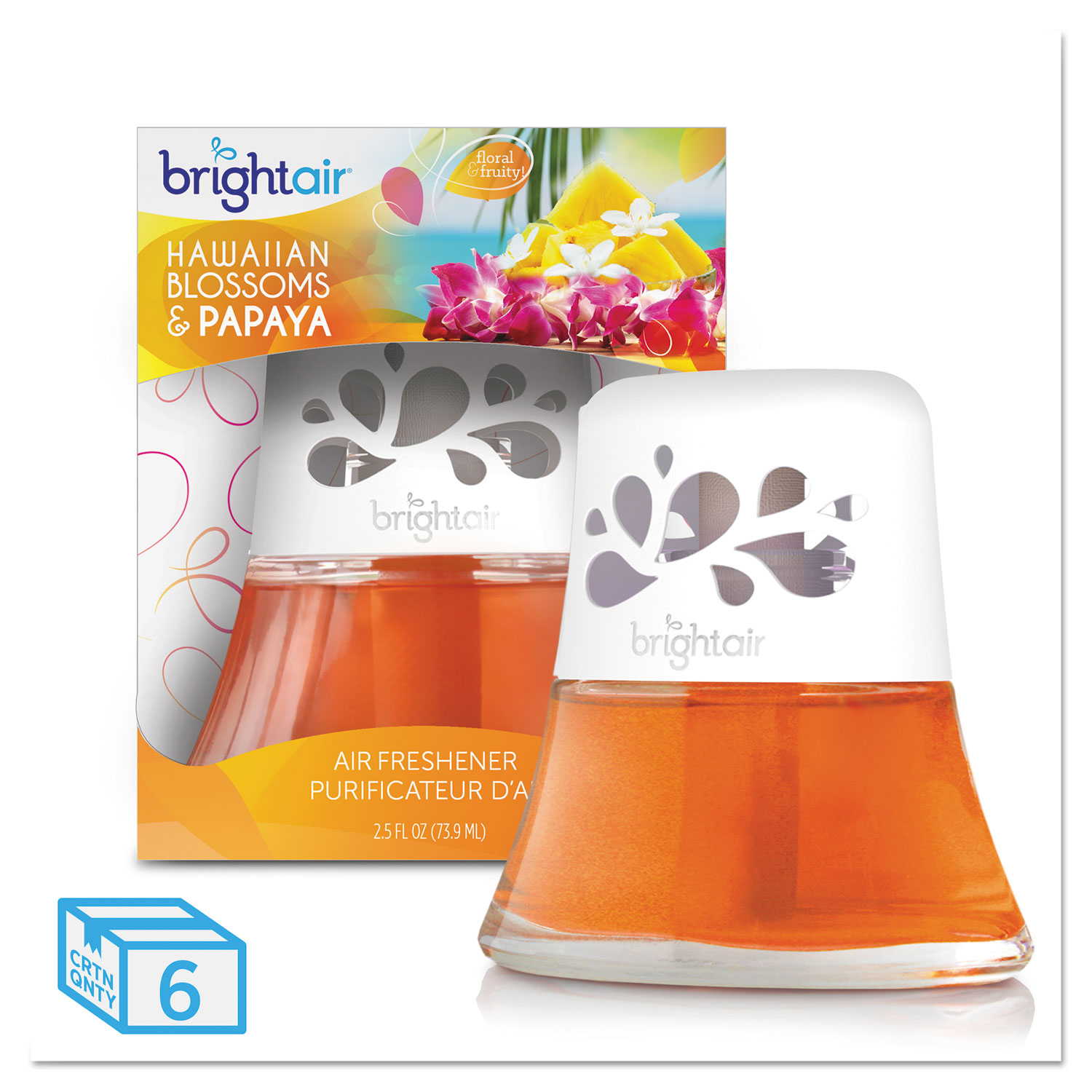  BRIGHT Air BRI 900021 Scented Oil Air Freshener, Hawaiian Blossoms and Papaya, Orange, 2.5 oz, 6/Carton (BRI900021CT) 