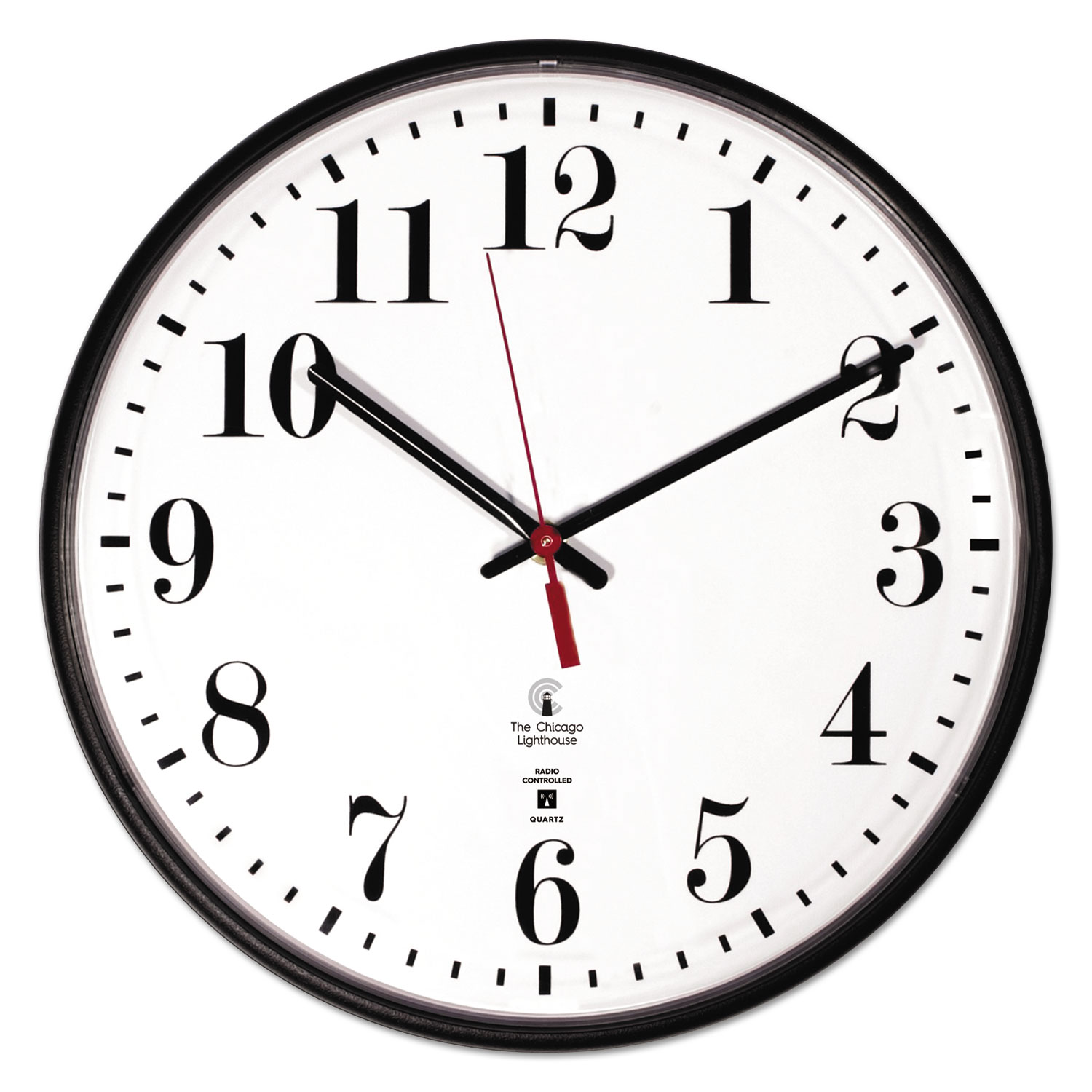 Atomic Slimline Contemporary Clock, 12-3/4, Black