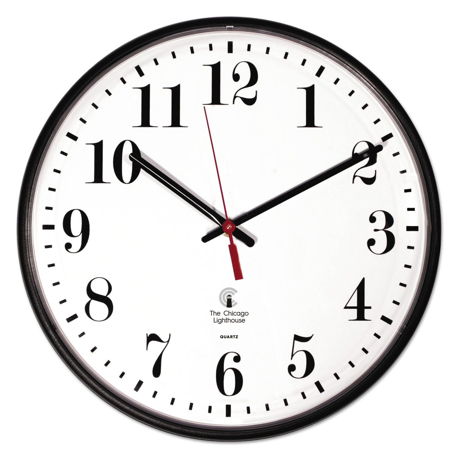 Quartz Slimline Clock with Protective Cover, 12-3/4, Black