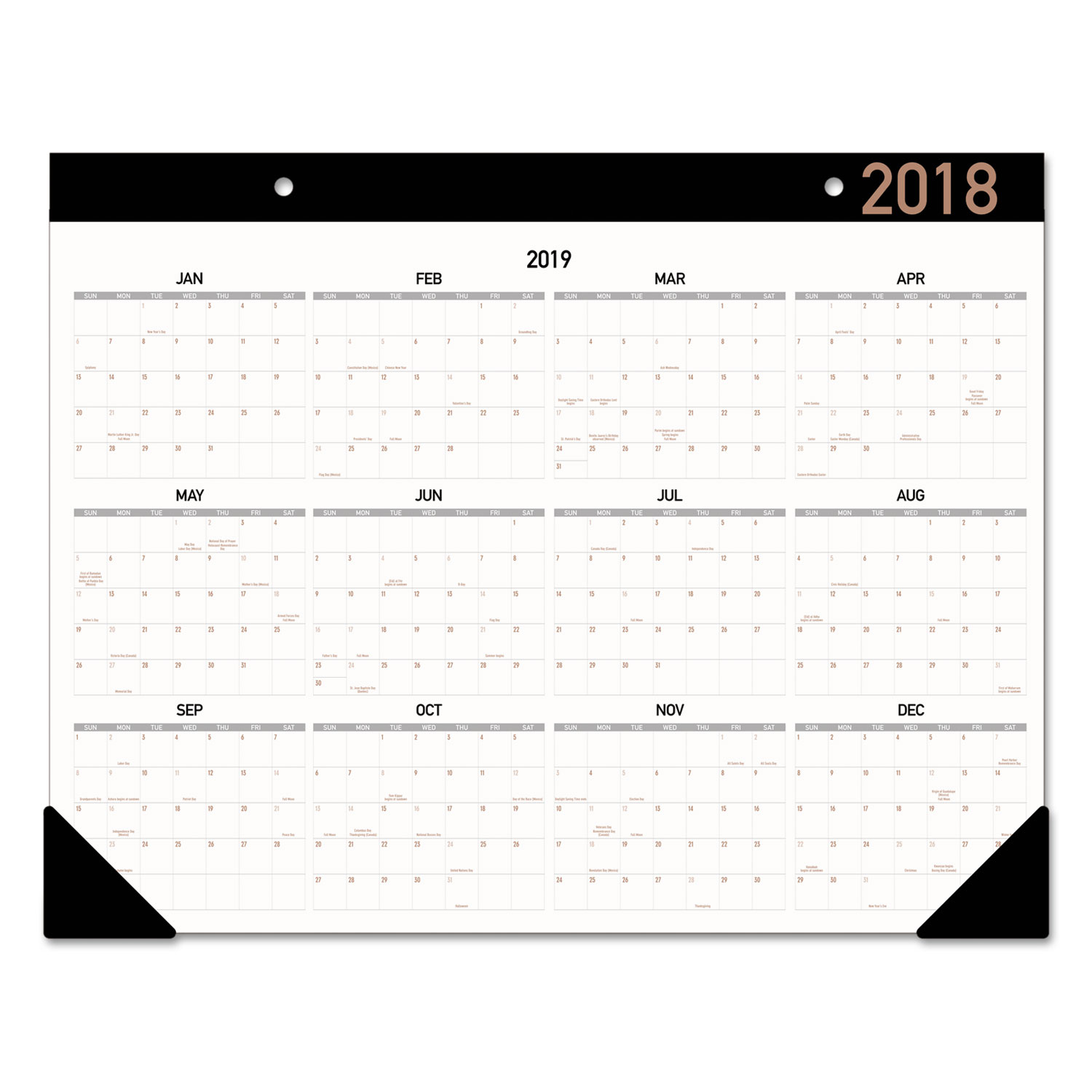 Contemporary Monthly Desk Pad, 21 3/4 x 17, 2018