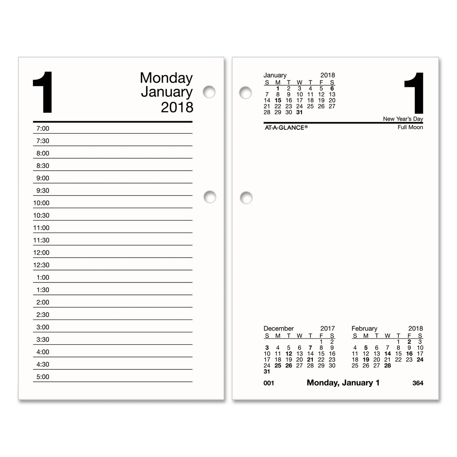 Recycled Desk Calendar Refill, 3 1/2 x 6, White, 2018