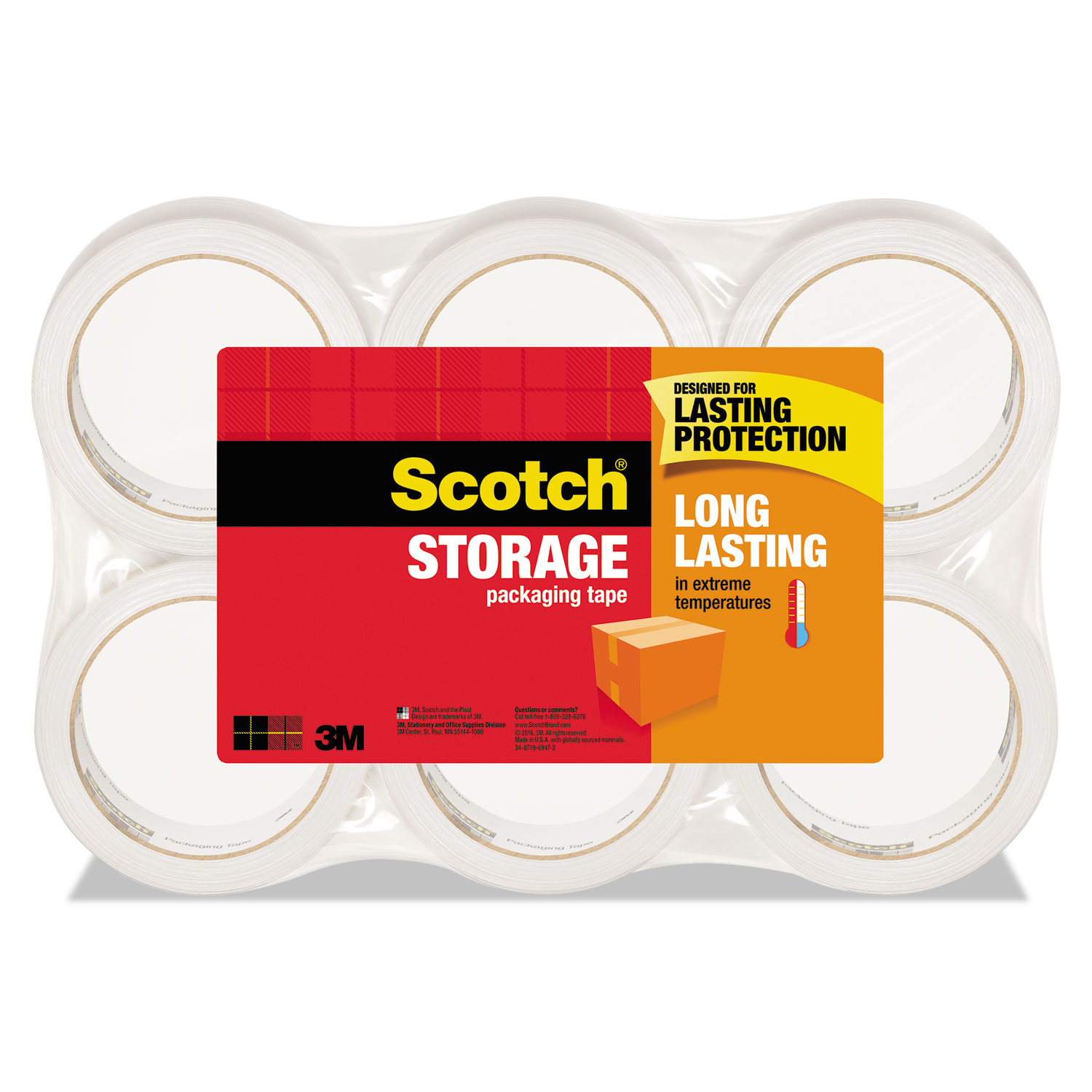  Scotch 3650-6 Storage Tape, 3 Core, 1.88 x 54.6 yds, Clear, 6/Pack (MMM36506) 