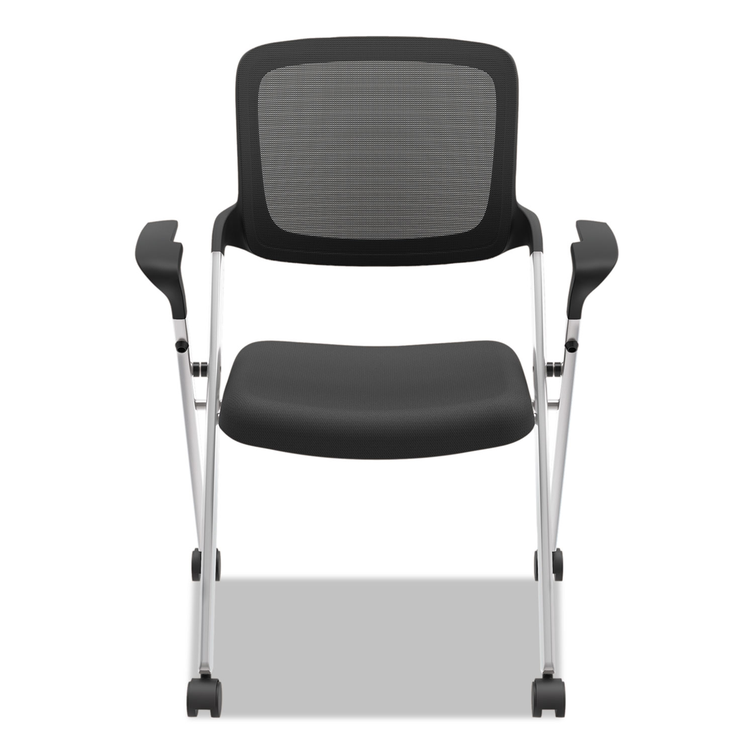  HON HVL314.VA10.X VL314 Mesh Back Nesting Chair, Black Seat/Black Back, Silver Base (BSXVL314SLVR) 