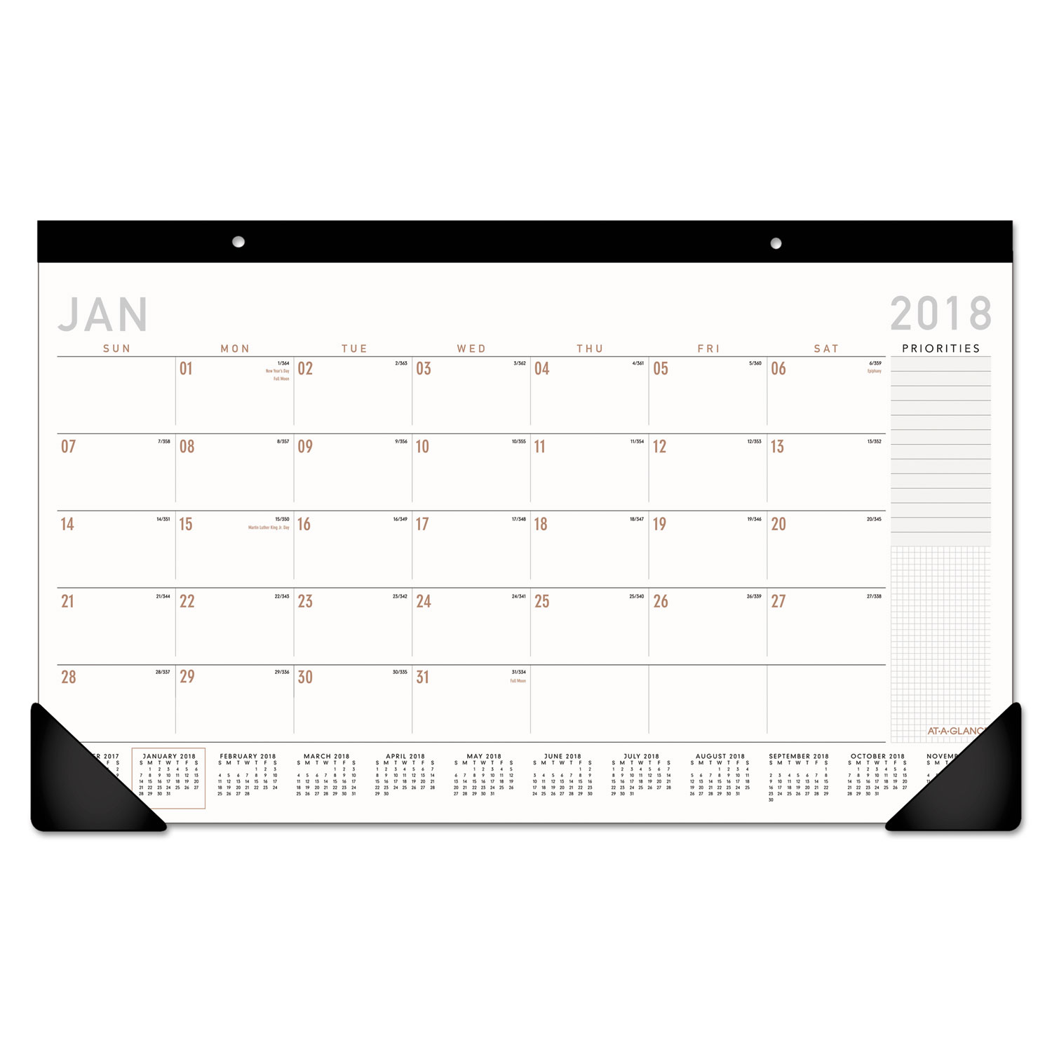 Contemporary Compact Desk Pad, 17 3/4 x 10 7/8, 2018