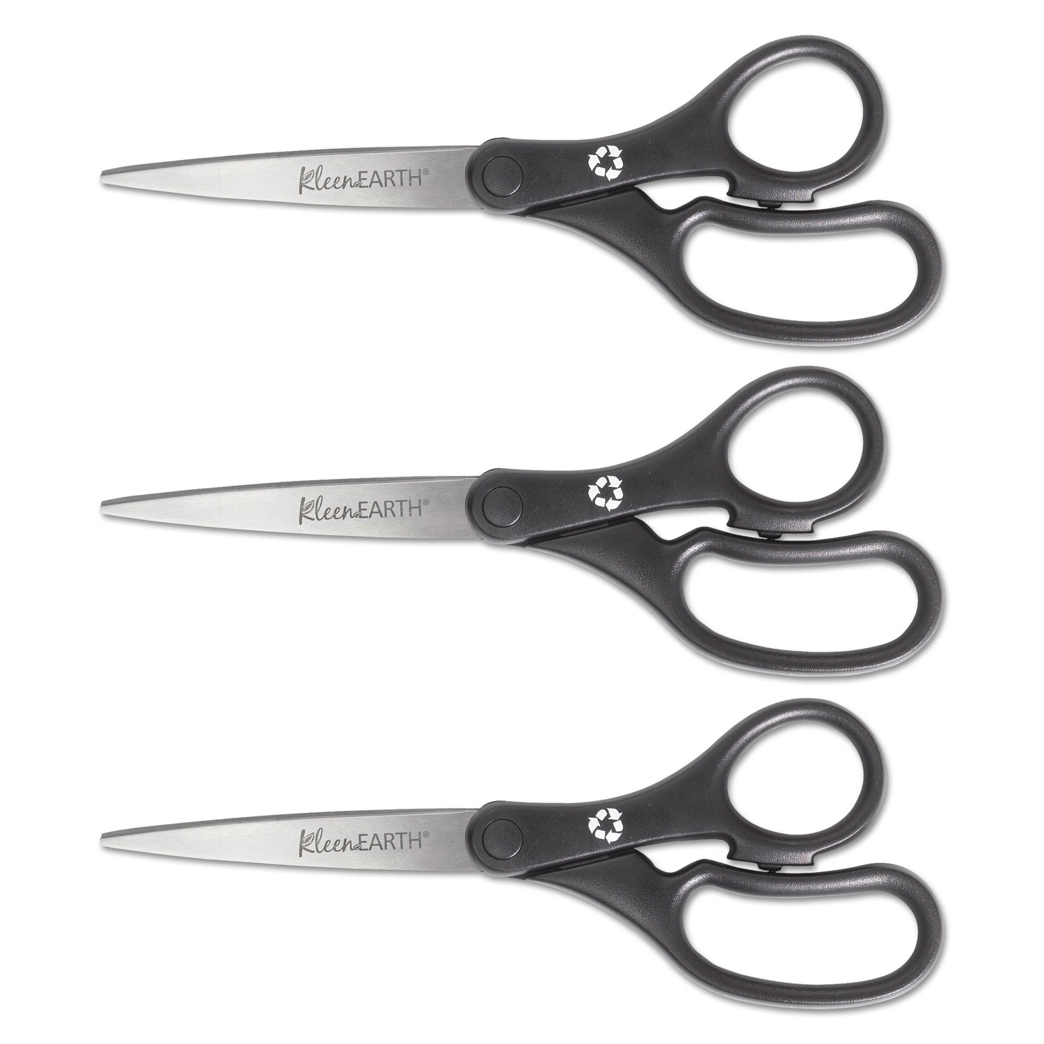  Westcott 15585 KleenEarth Basic Plastic Handle Scissors, 8 Long, 3.25 Cut Length, Black Straight Handles, 3/Pack (ACM15585) 