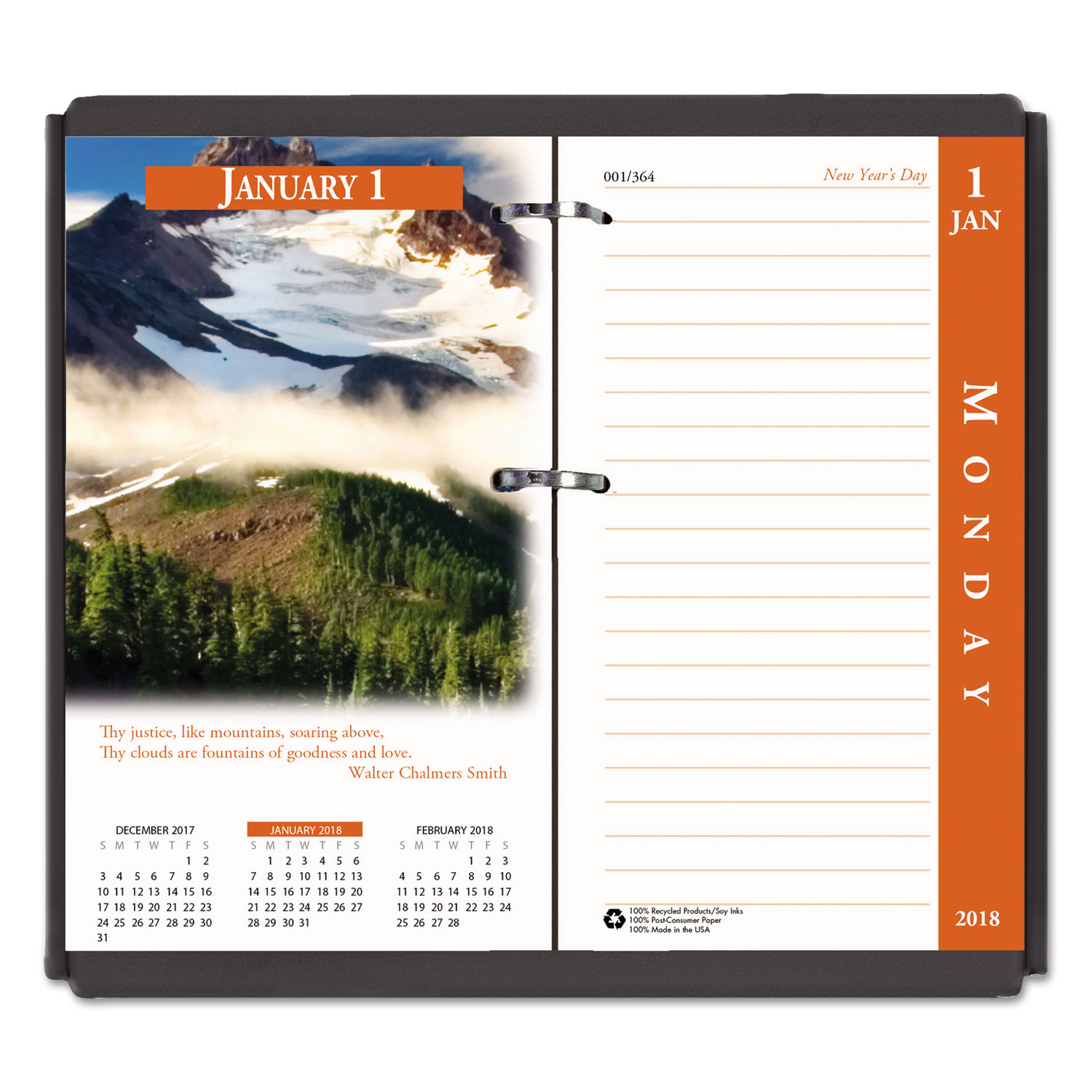 Earthscapes Desk Calendar Refill, 31/2 x 6, 2018