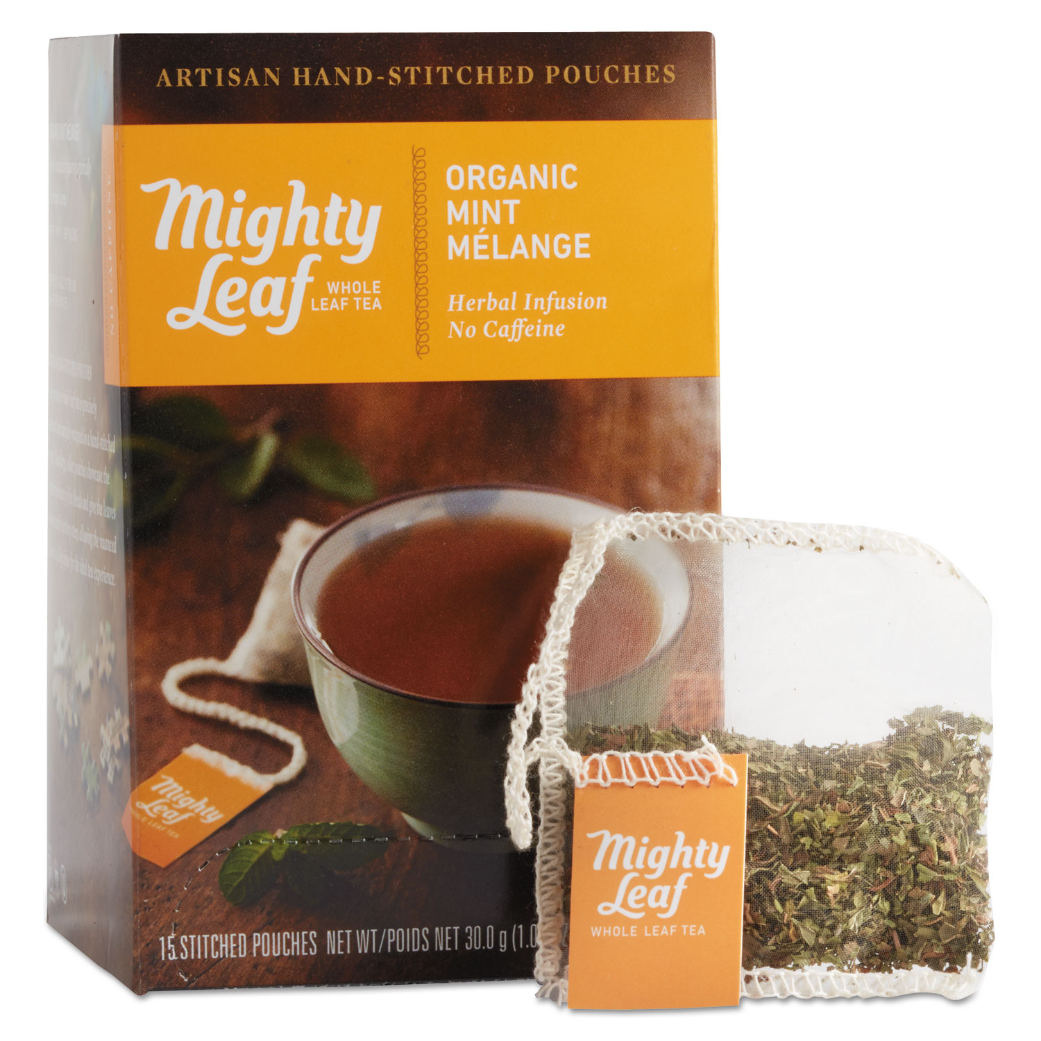 Mighty Leaf Tea 510142 Whole Leaf Tea Pouches, Organic Mint Melange, 15/Box...