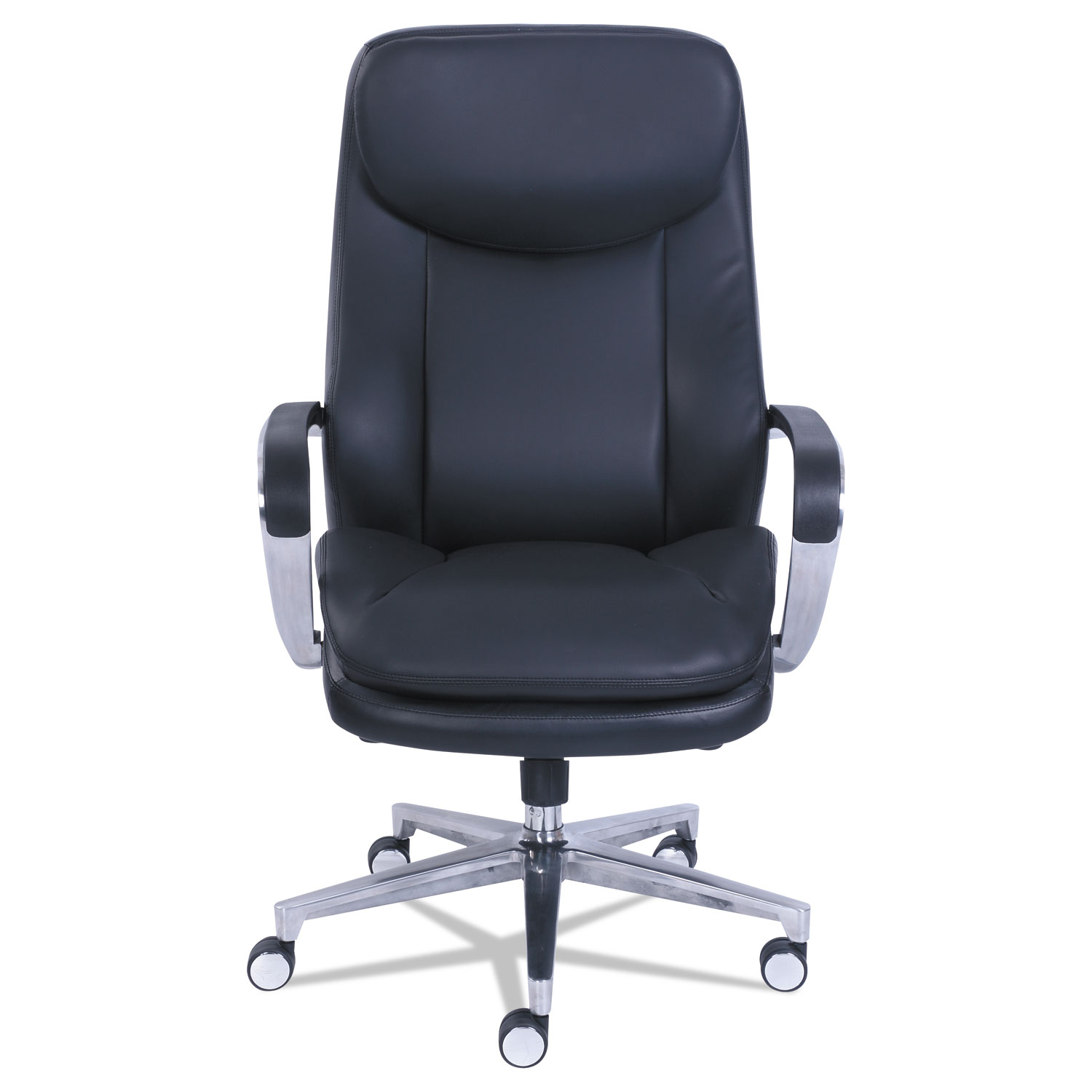 Commercial 2000 High-Back Executive Chair, Supports up to 300 lbs., Black Seat/Black Back, Silver Base