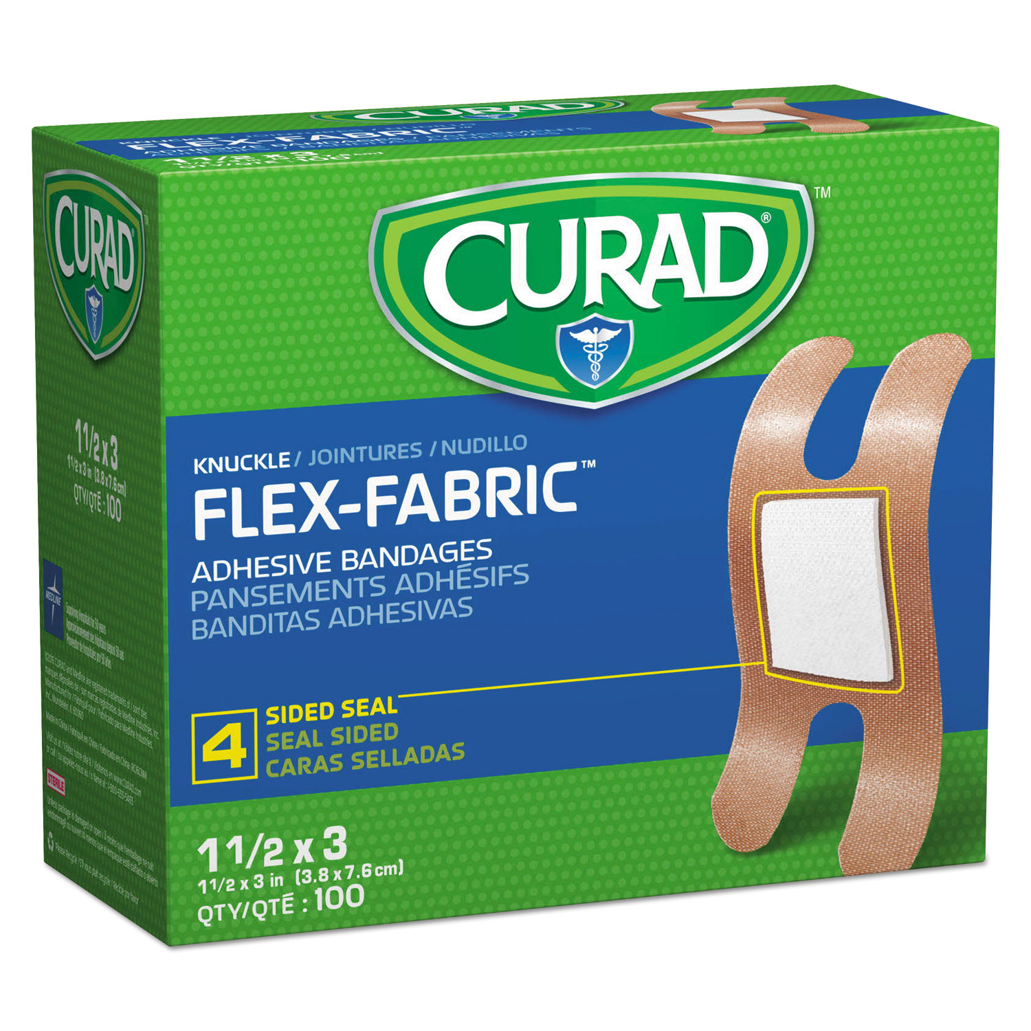  Curad NON25510 Flex Fabric Bandages, Knuckle, 100/Box (MIINON25510) 