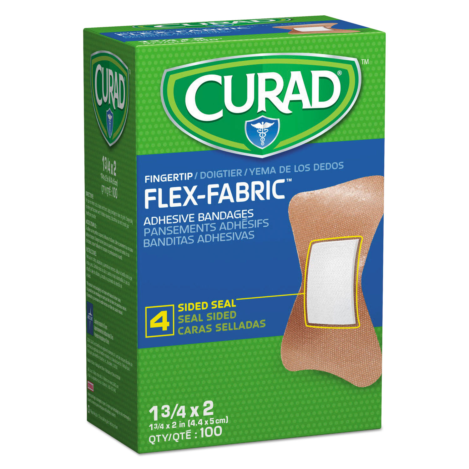  Curad NON25513 Flex Fabric Bandages, Fingertip, 100/Box (MIINON25513) 
