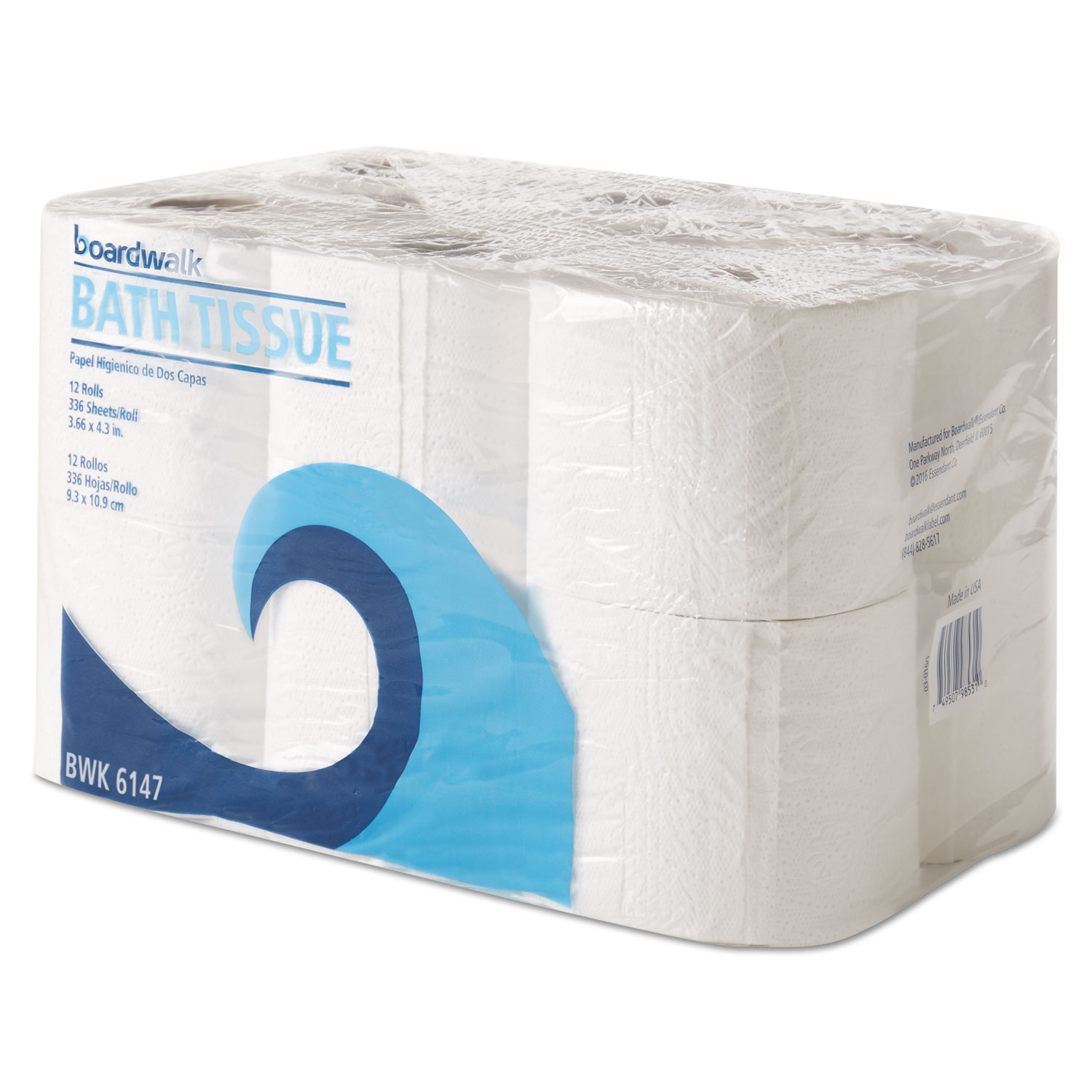  Boardwalk 6147 Office Packs Toilet Tissue, Septic Safe, 2-Ply, White, 4 x 4, 300 Sheets/Roll, 72 Rolls/Carton (BWK6147) 