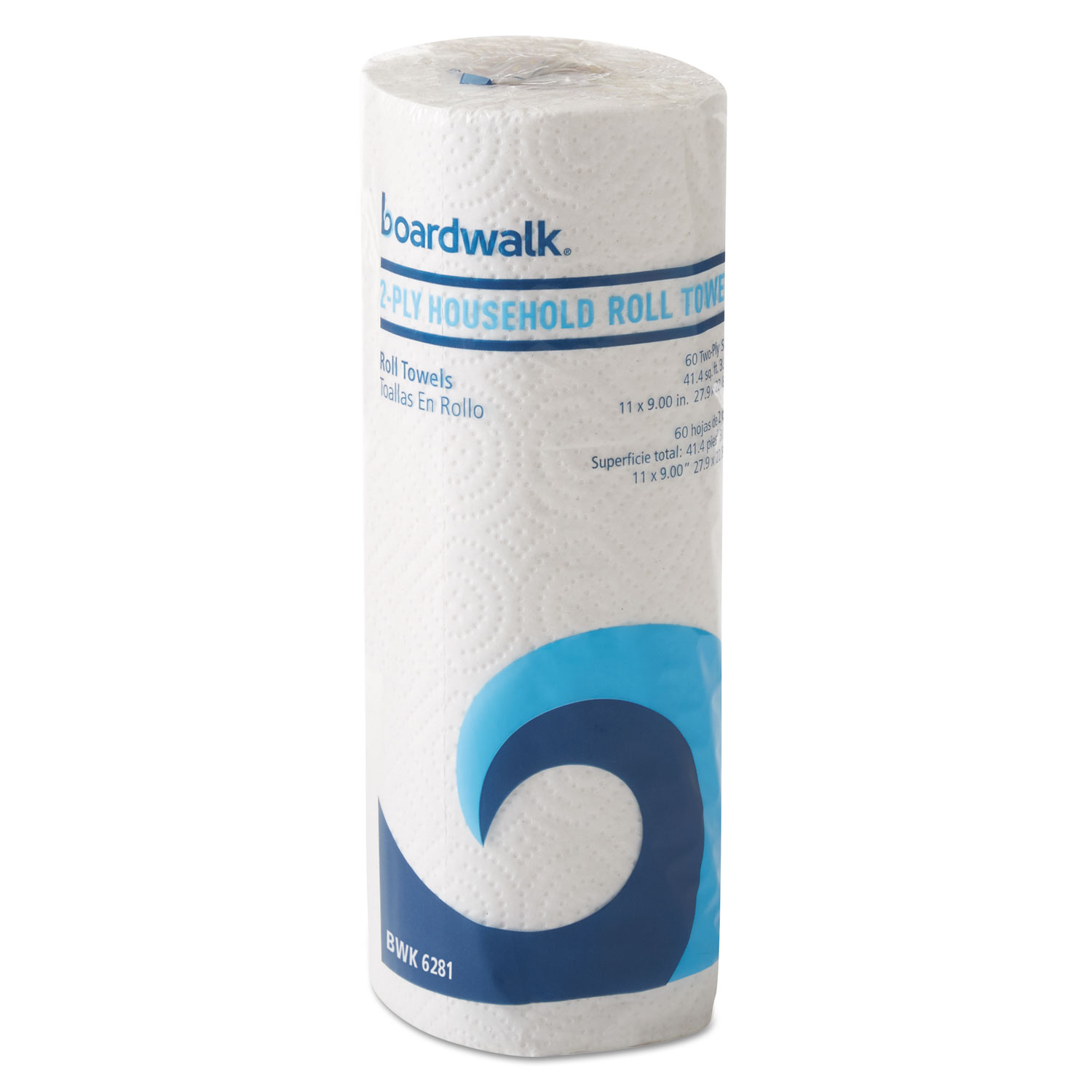  Boardwalk 6281 Office Packs Perforated Paper Towel Rolls, 2-Ply, White, 9 x 11, 60/Roll,15/Ct (BWK6281) 