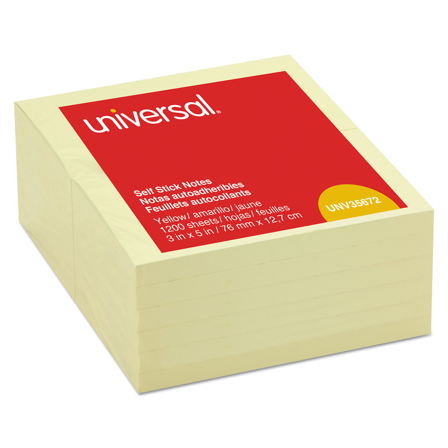  Universal UNV35672 Self-Stick Note Pads, 3 x 5, Yellow, 100-Sheet, 12/Pack (UNV35672) 
