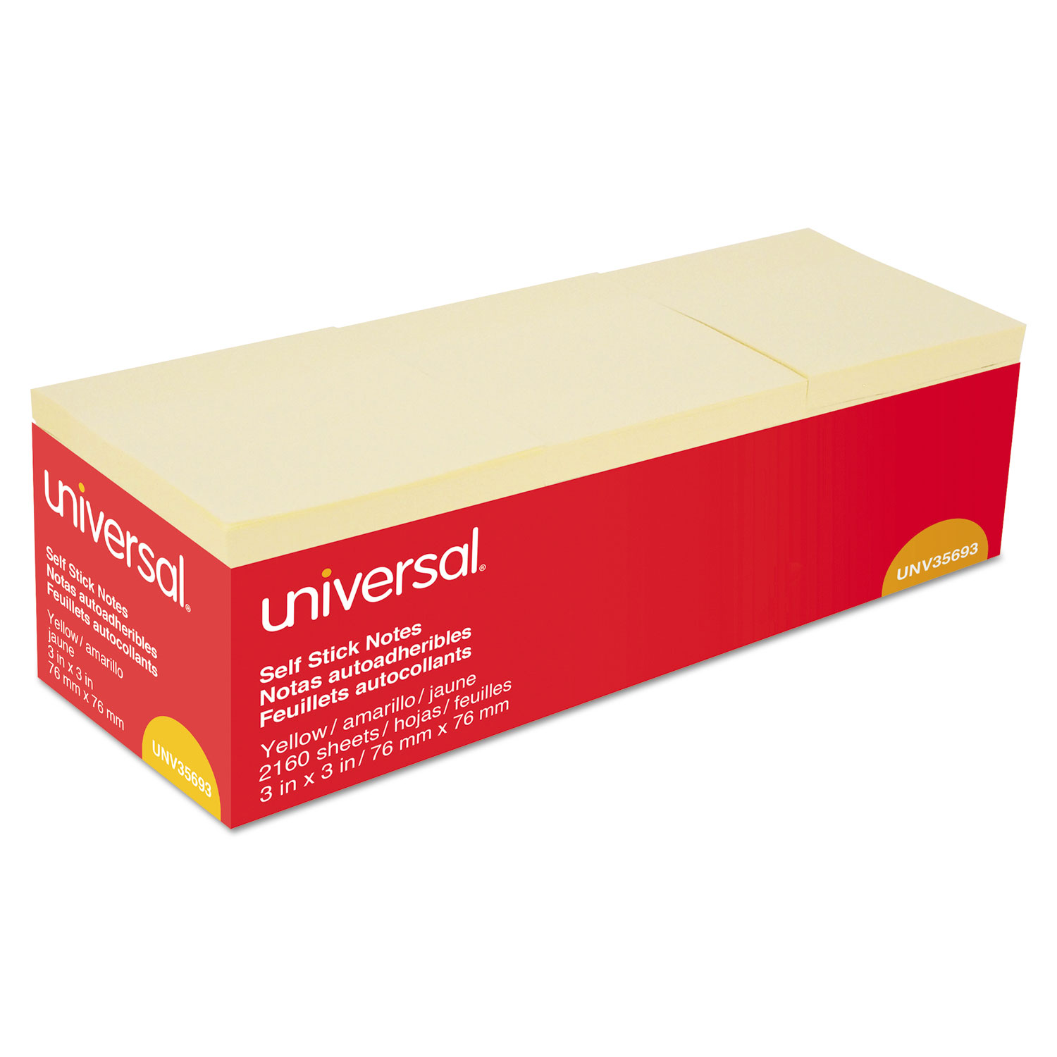  Universal UNV35693 Self-Stick Note Pads, 3 x 3, Yellow, 90-Sheet, 24/Pack (UNV35693) 