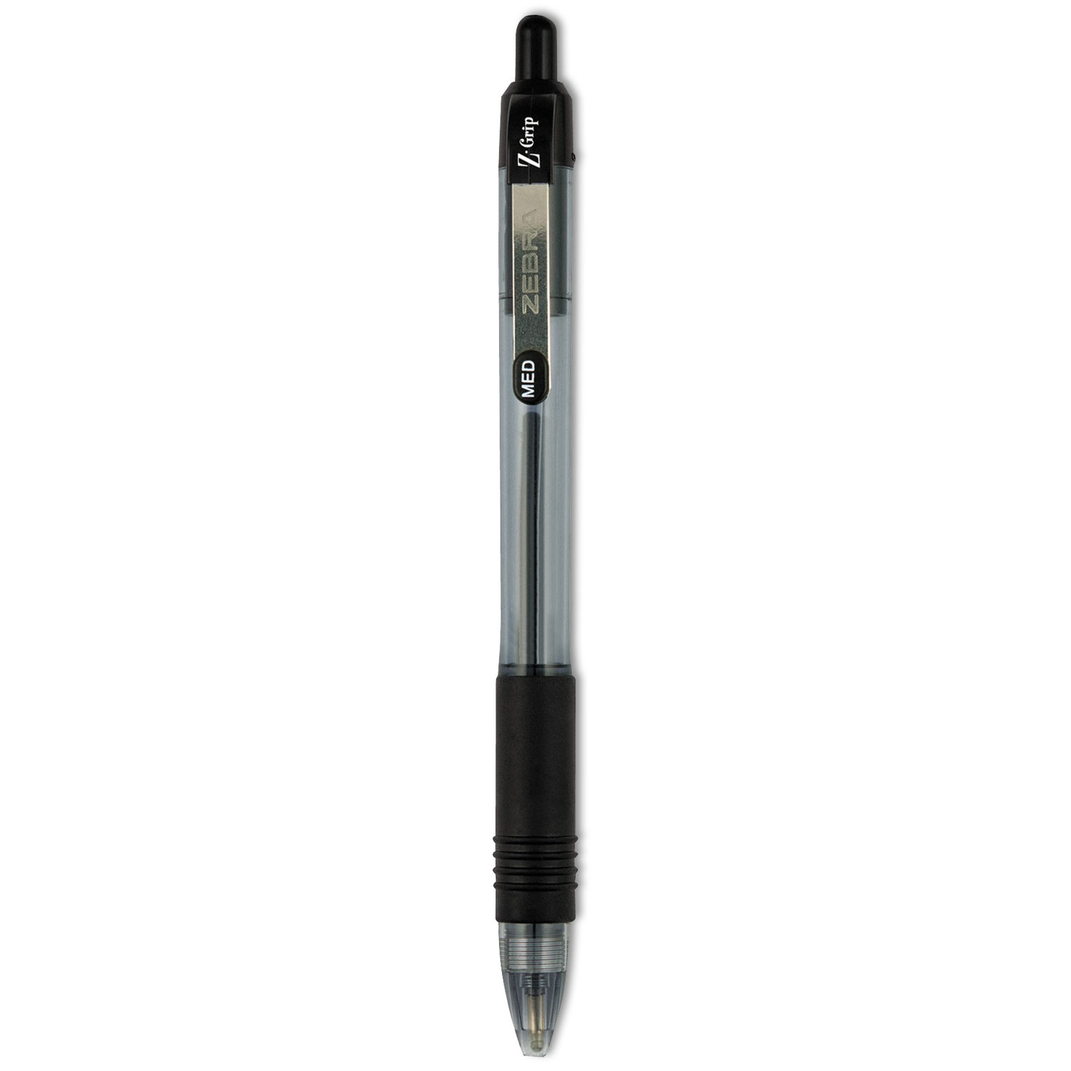  Zebra 22210 Z-Grip Retractable Ballpoint Pen, Medium 1mm, Black Ink, Clear Barrel, Dozen (ZEB22210) 
