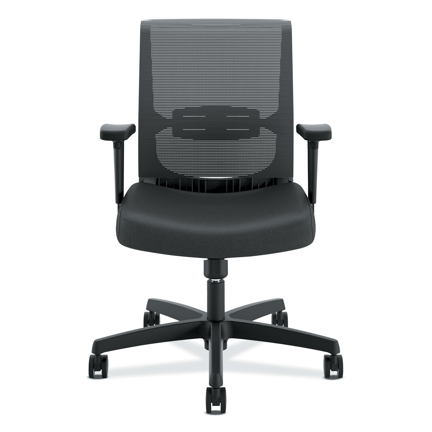  HON HONCMS1AUR10 Convergence Mid-Back Task Chair with Swivel-Tilt Control, Supports up to 275 lbs, Vinyl, Black Seat/Back, Black Base (HONCMS1AUR10) 