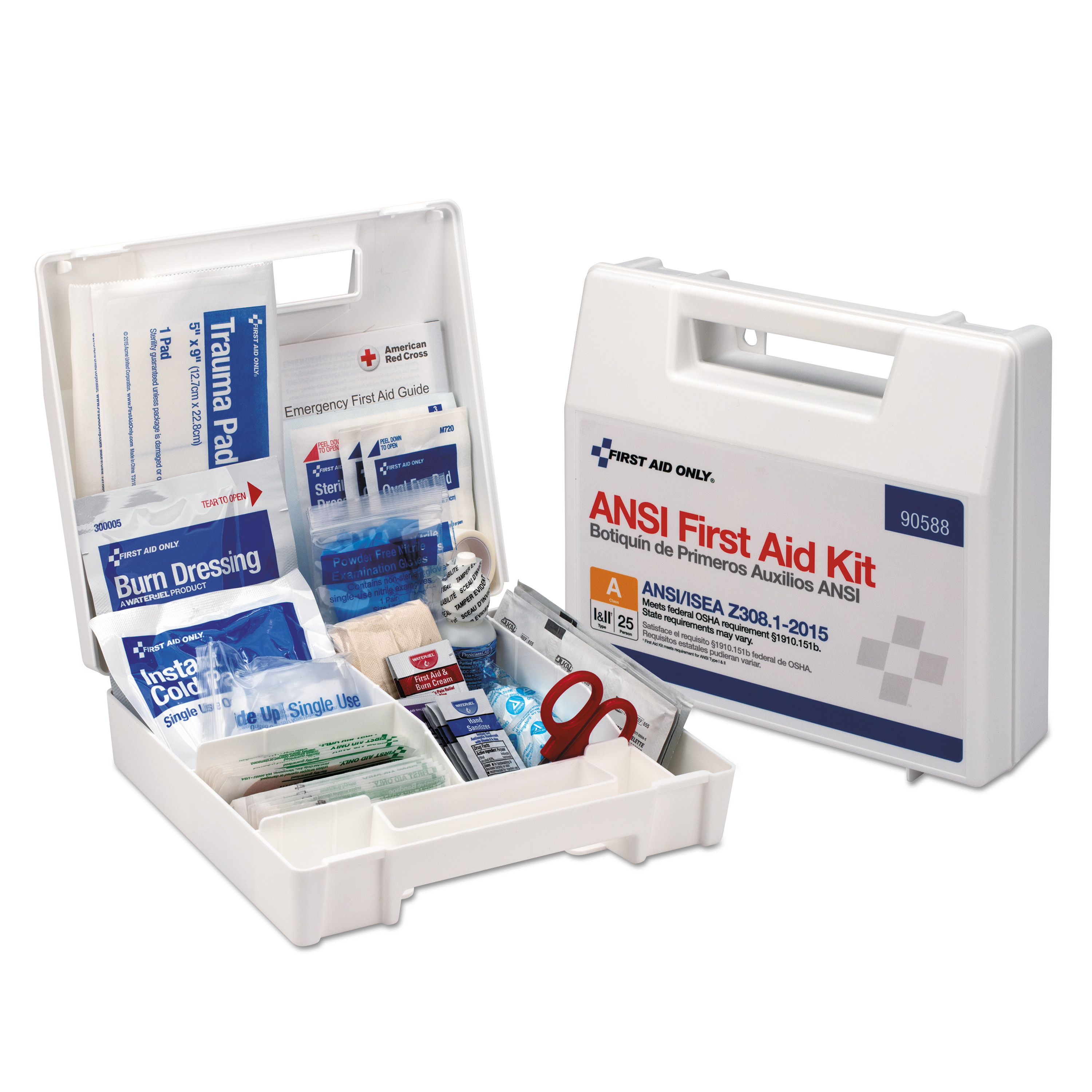 ANSI 2015 Compliant Class A Type I & II First Aid Kit for 25 People, 89 Pieces