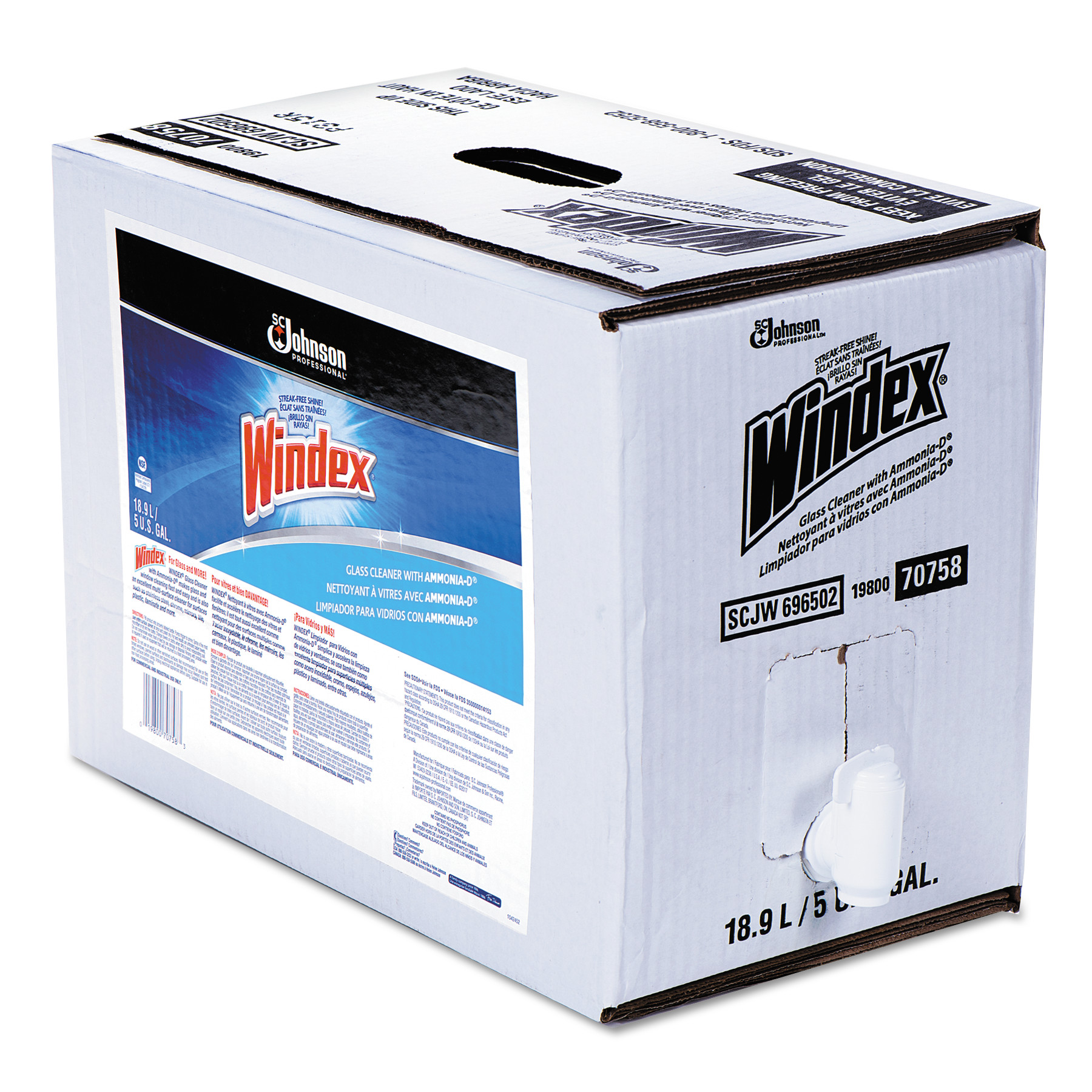  Windex 696502 Glass Cleaner with Ammonia-D, 5gal Bag-in-Box Dispenser (SJN696502) 