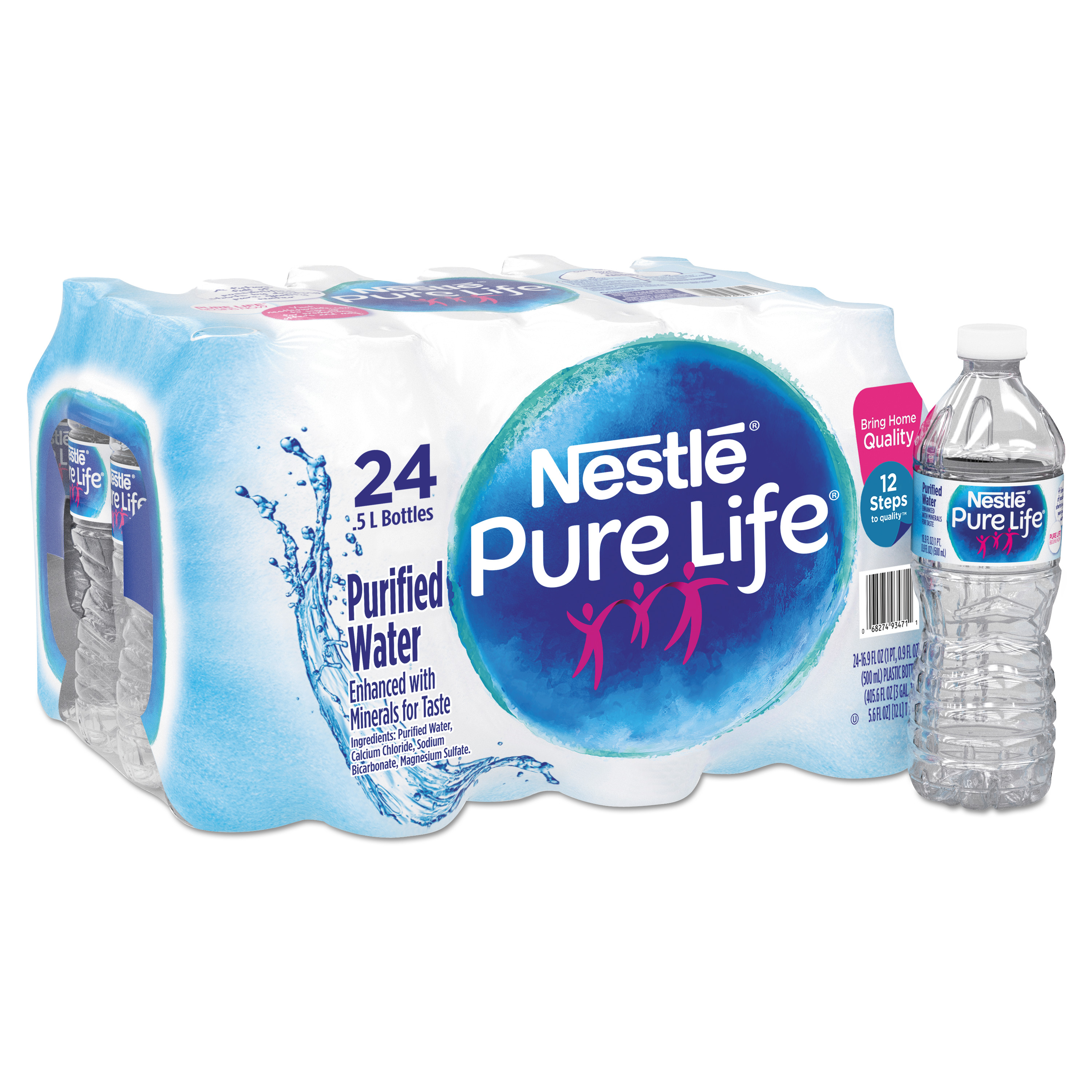 Pure Life Purified Water, 16.9 oz Bottle, 24/Carton