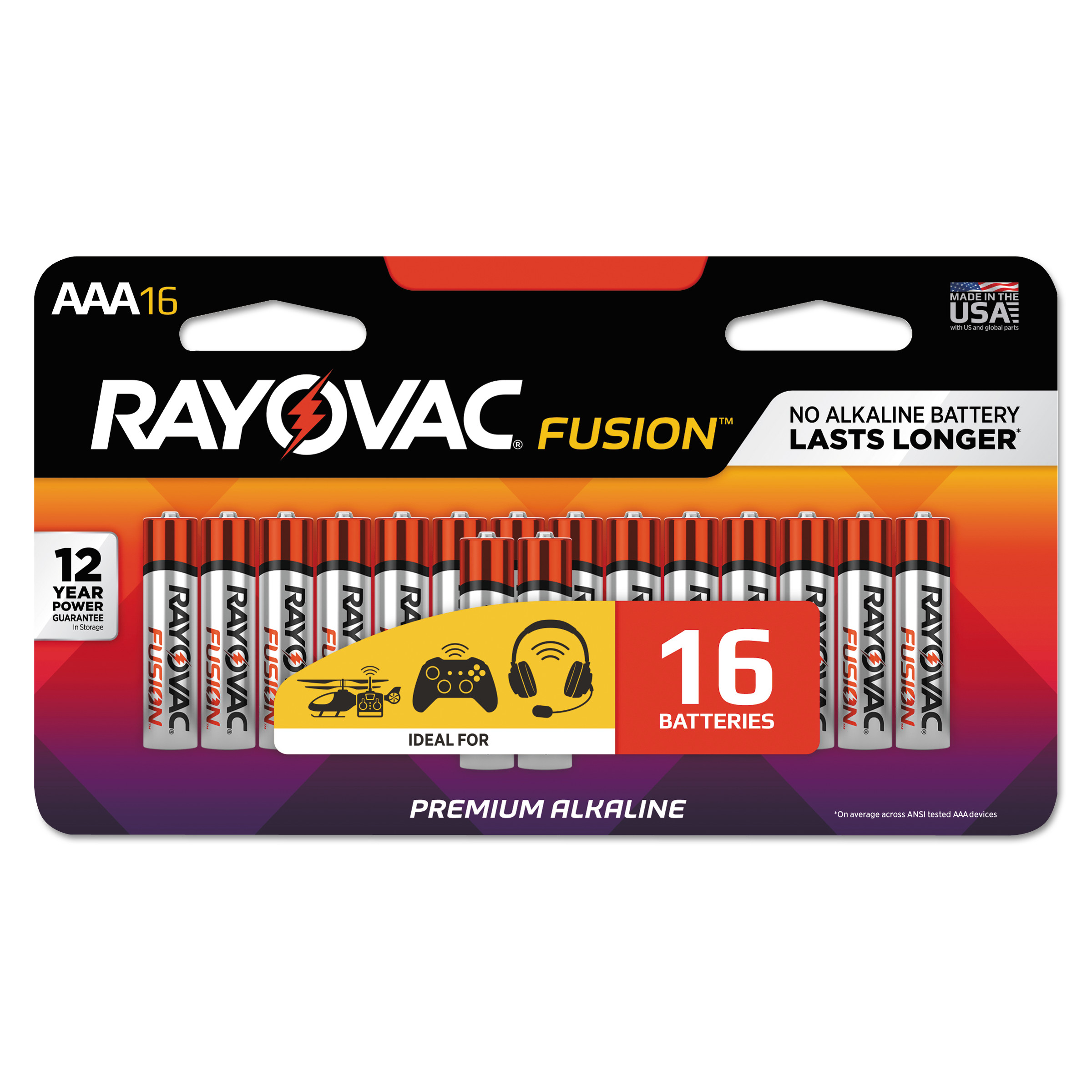  Rayovac 82416LTFUSK Fusion Advanced Alkaline AAA Batteries, 16/Pack (RAY82416LTFUSK) 