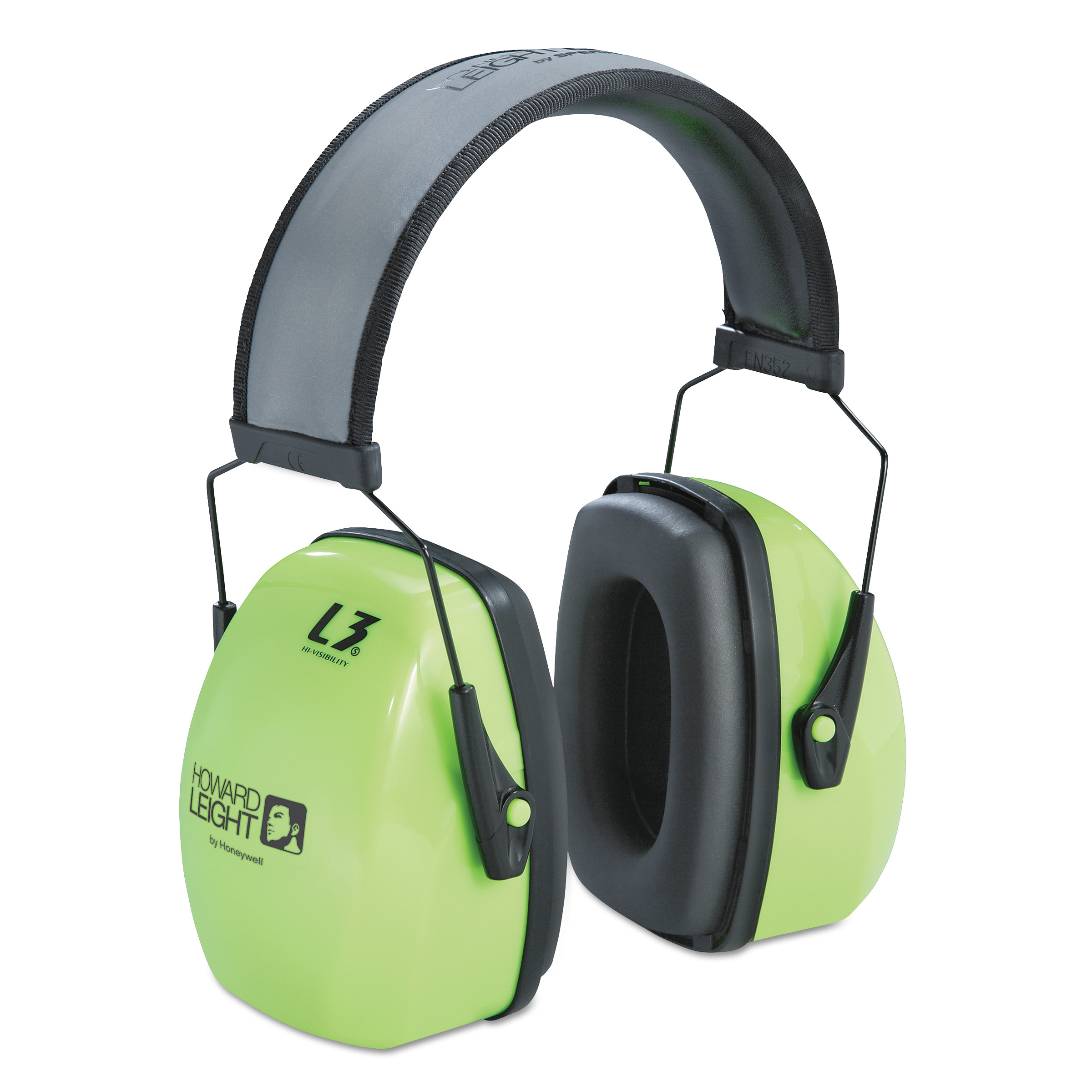 L3HV Hi-Visibility Earmuffs, Reflective Headband, 30NRR, Green/Black