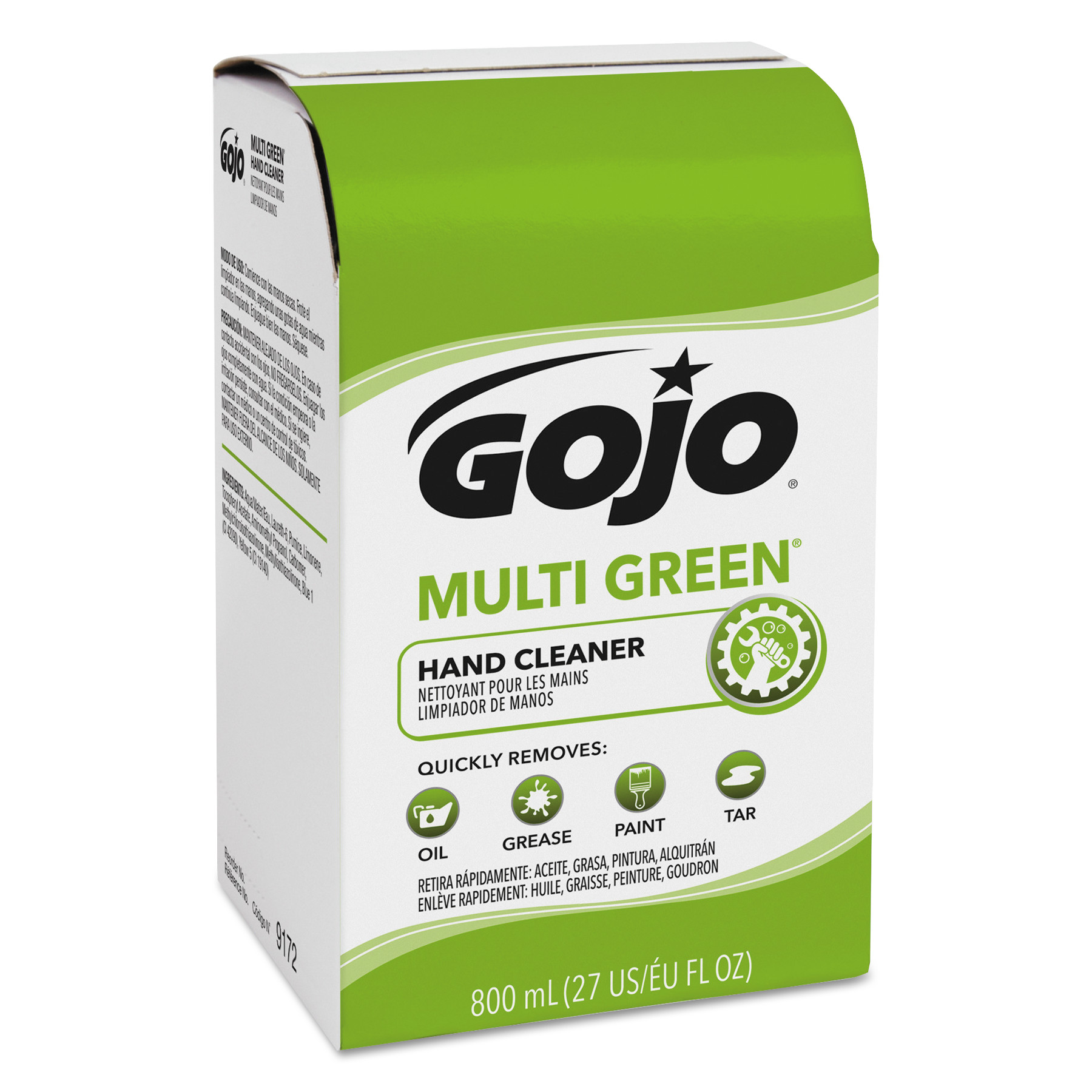 MULTI GREEN Hand Cleaner 800mL Bag-in-Box Dispenser Refill, 12/Carton