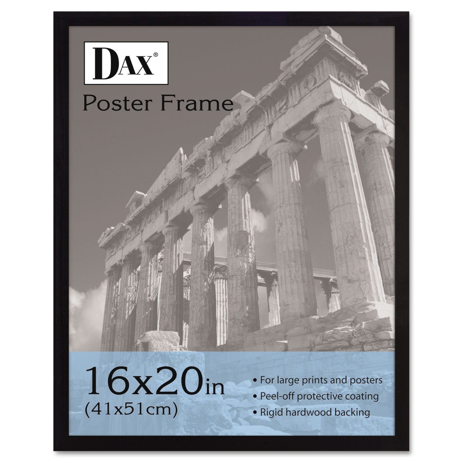  DAX 2860V2X Flat Face Wood Poster Frame, Clear Plastic Window, 16 x 20, Black Border (DAX2860V2X) 