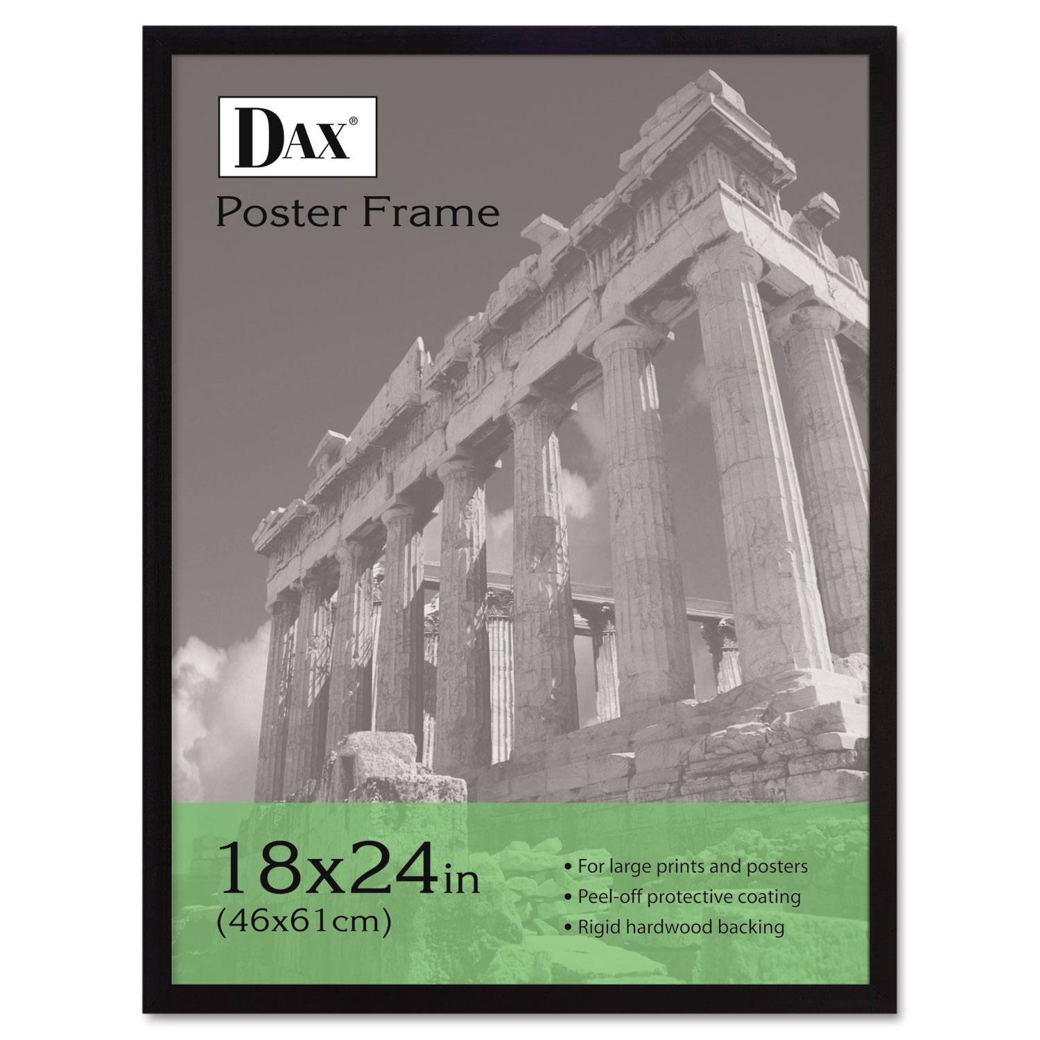  DAX 2860W2X Flat Face Wood Poster Frame, Clear Plastic Window, 18 x 24, Black Border (DAX2860W2X) 