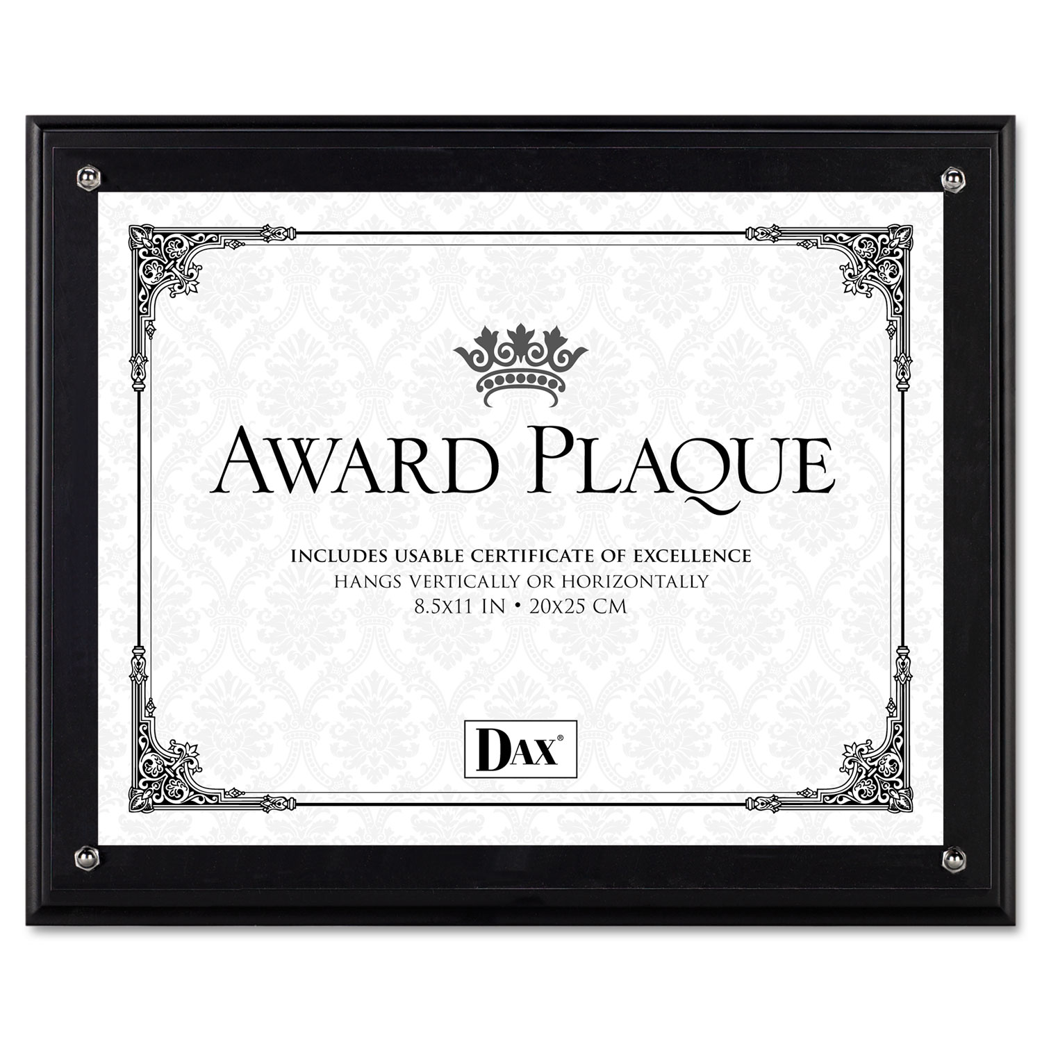  DAX N15908NT Award Plaque, Wood/Acrylic Frame, Up to 8 1/2 x 11, Black (DAXN15908NT) 