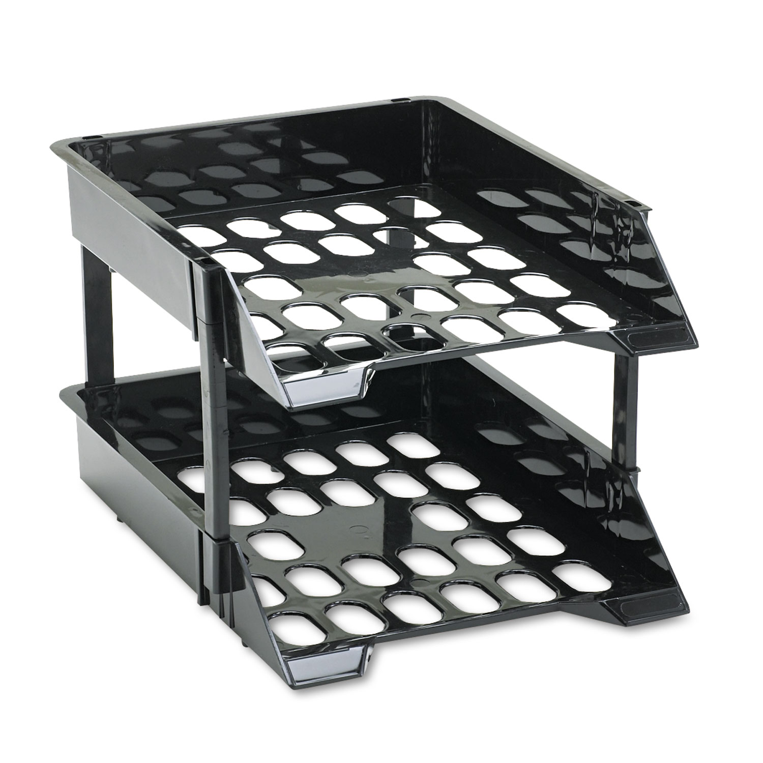 Super Tray Unbreakable Countertop Tray Set, Two Tier, Plastic, Black
