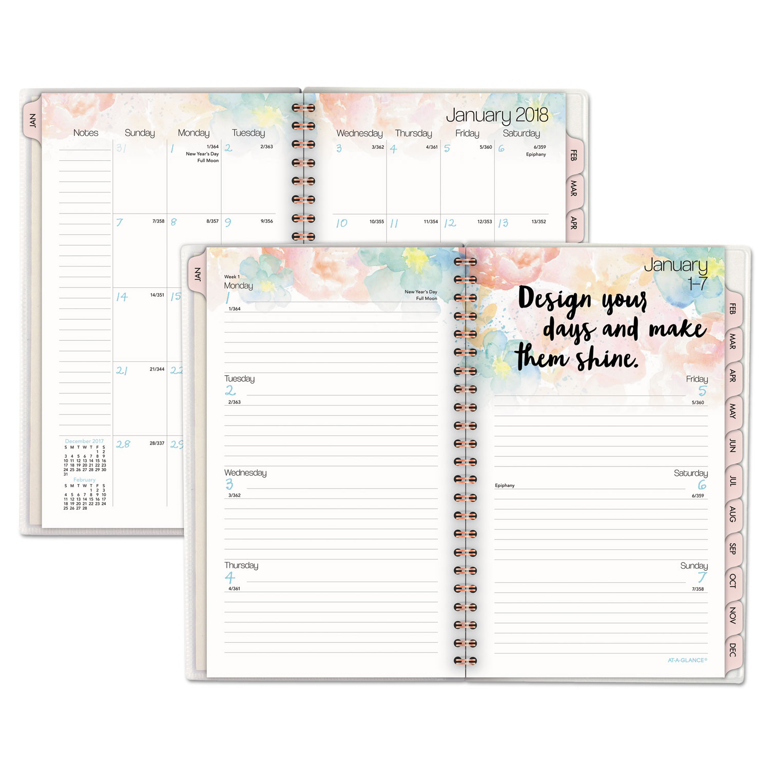 B-Positive Desk Weekly/Monthly Planner, Live In The Moment, 5 3/8 x 8 1/8, 2018