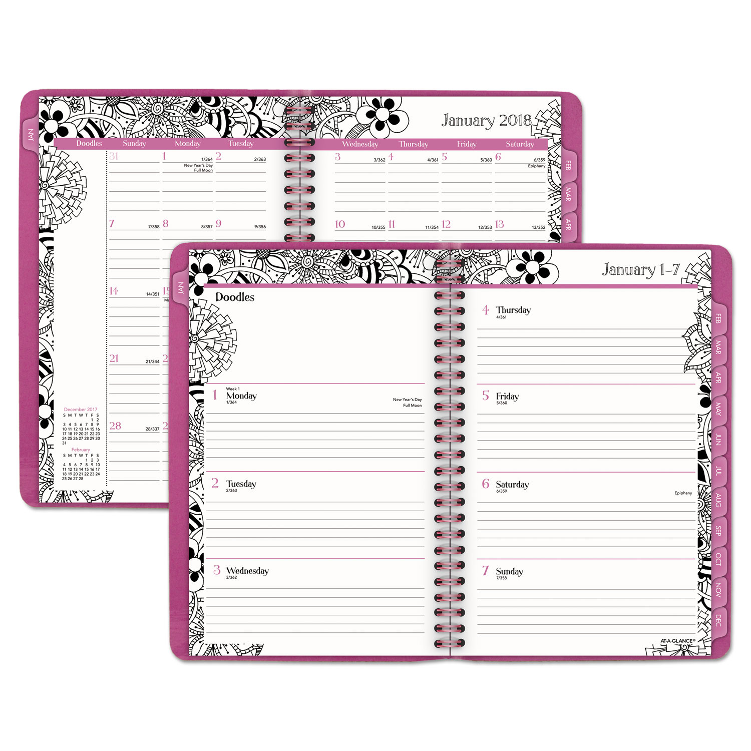 Floradoodle Desk Weekly/Monthly Planner, 6 1/2 x 8 7/8, 2018-2019