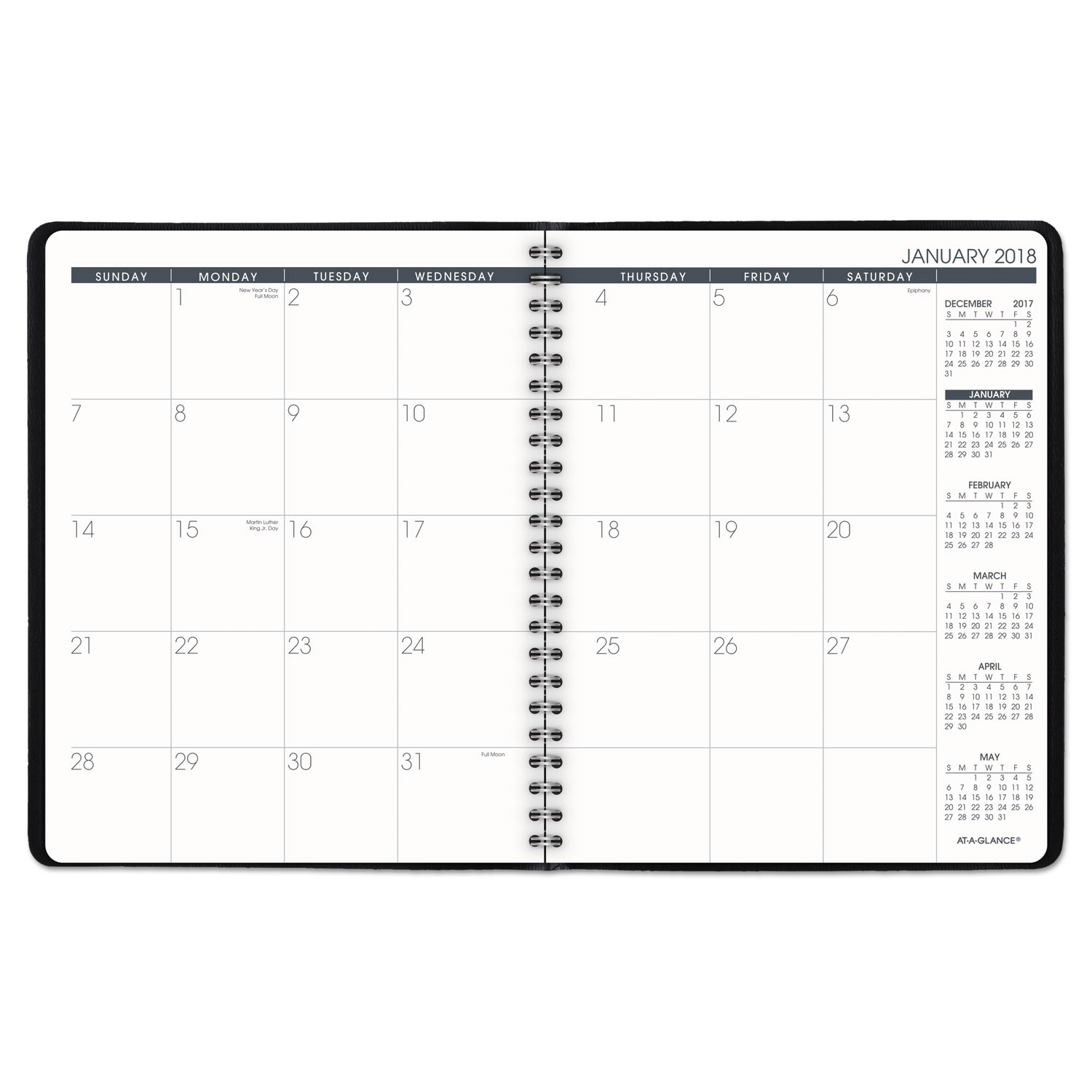 Monthly Planner, 6 7/8 x 8 3/4, Black, 2018