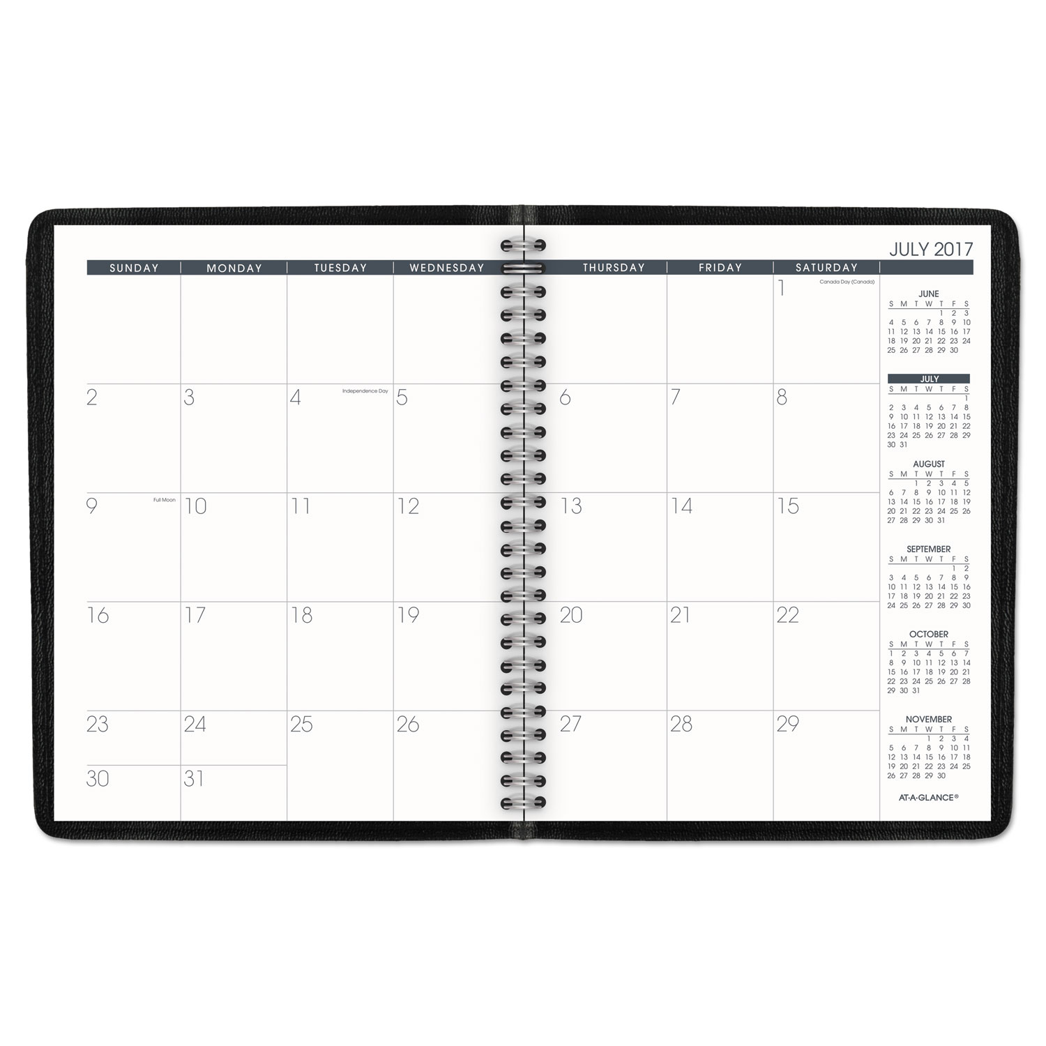 Monthly Planner, 6 7/8 x 8 3/4, Black, 2017-2018