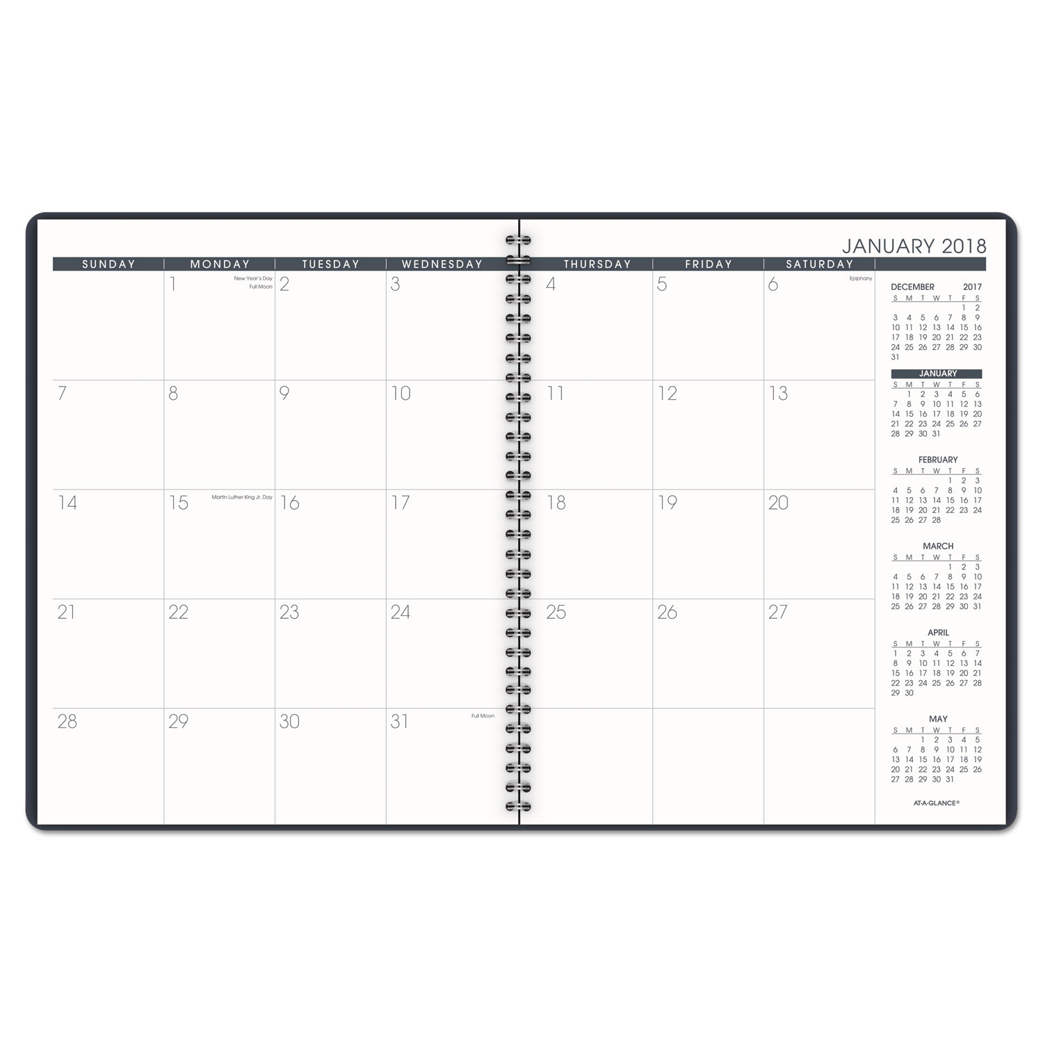 Monthly Planner, 8 7/8 x 11, Navy, 2018-2019