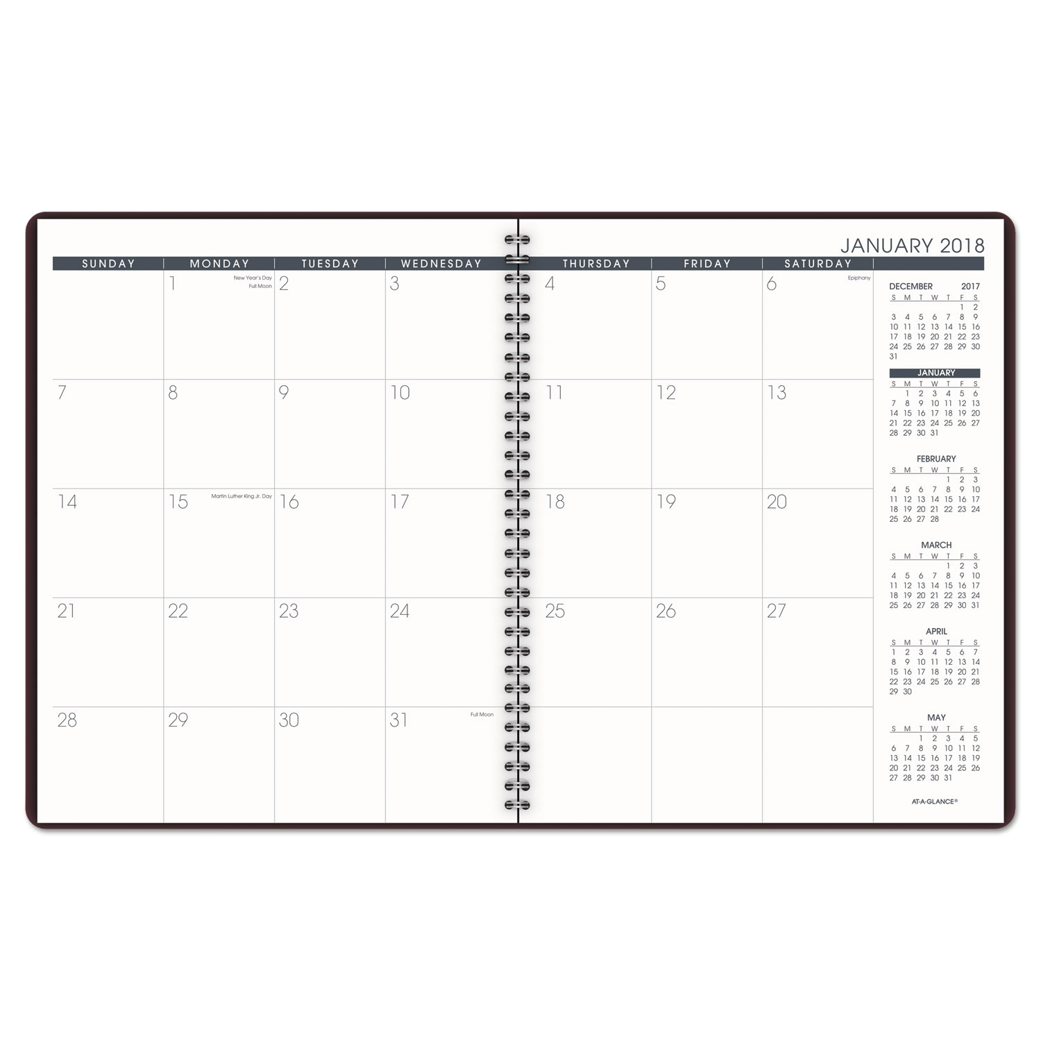 Monthly Planner, 8 7/8 x 11, Winestone, 2018-2019