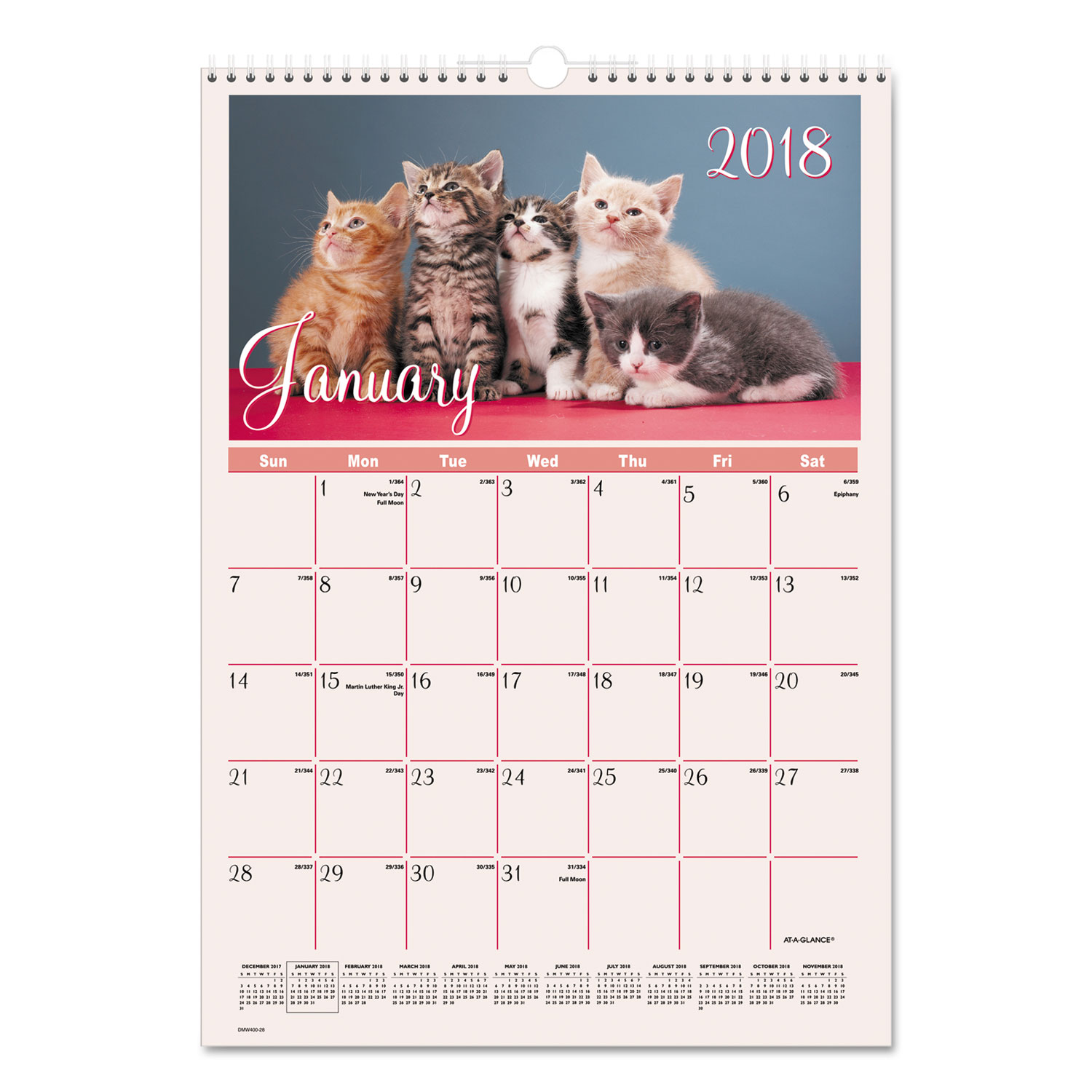 Kittens Wall Calendar, 12 x 17, 2018