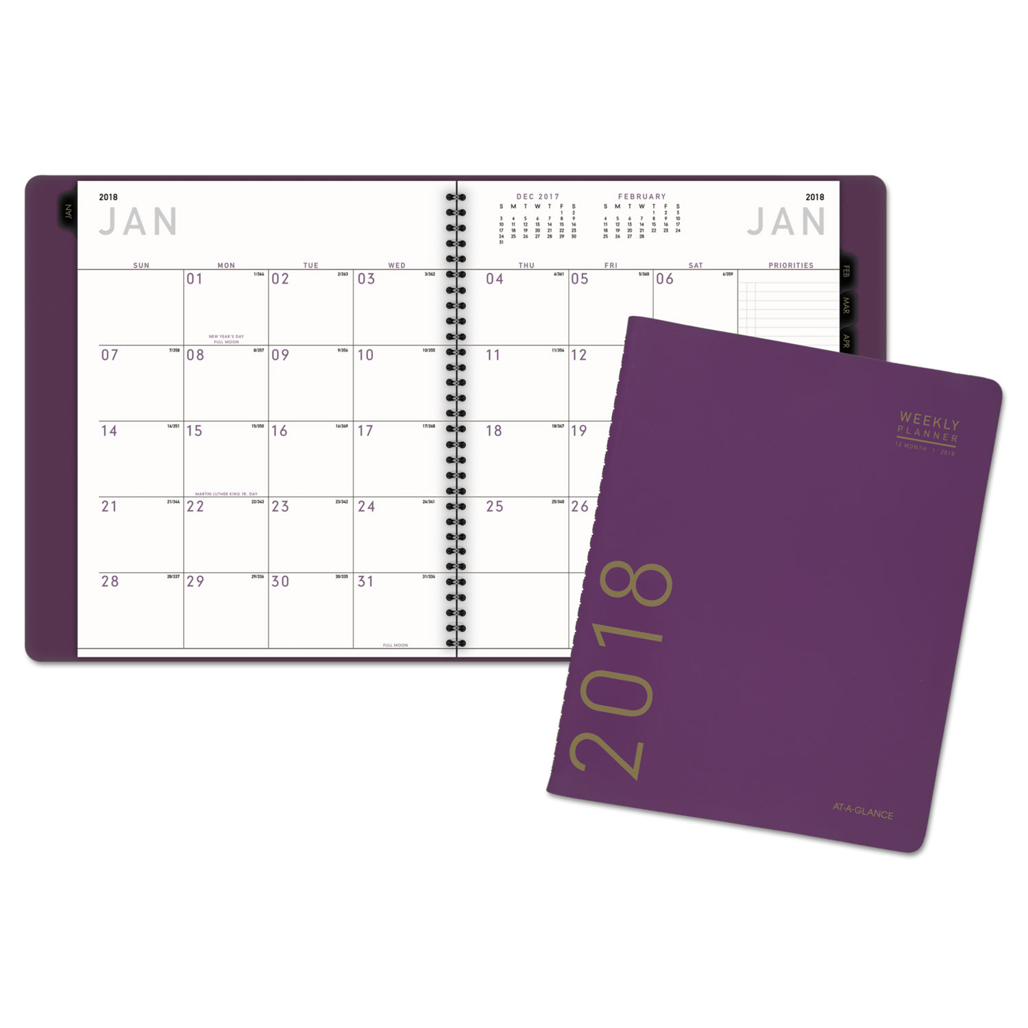 Contemporary Monthly Planner, 9 1/2 x 11 1/8, Purple, 2018