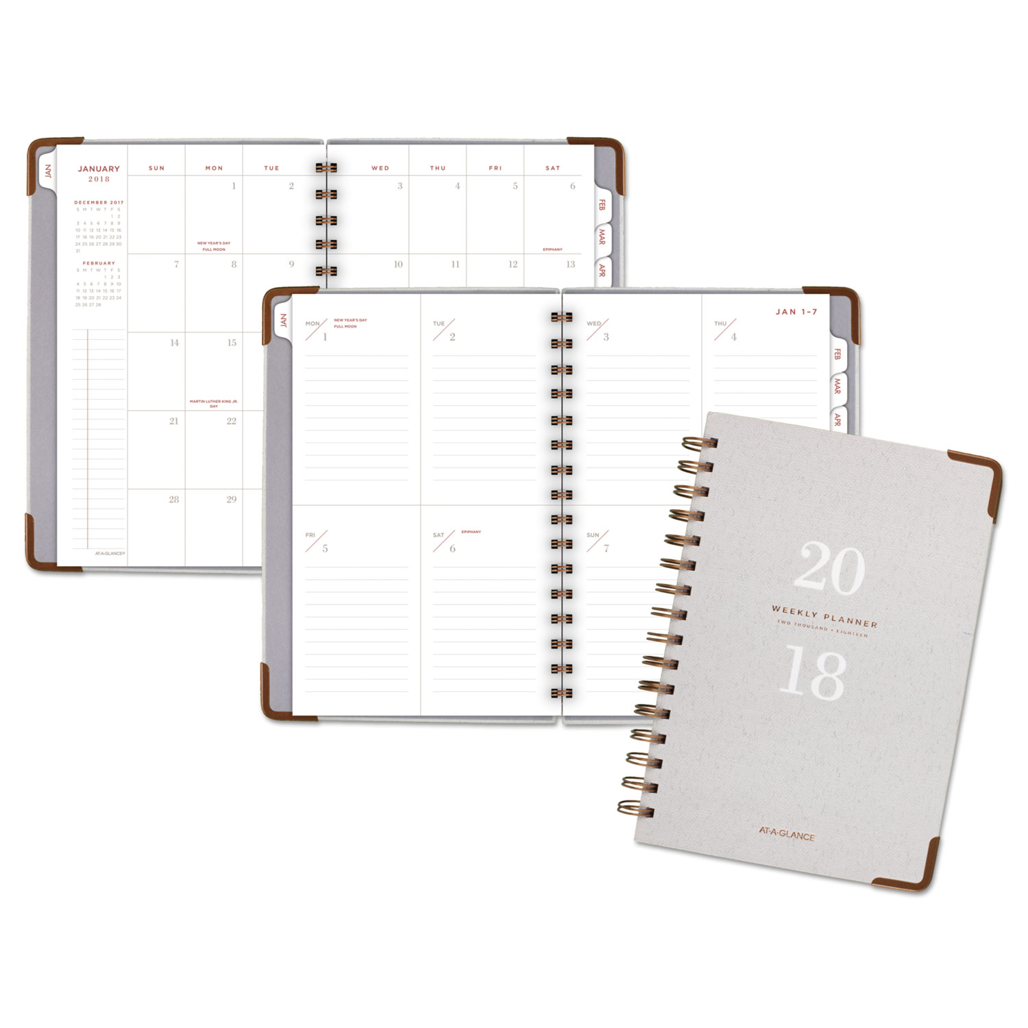 Light Gray Wirebound Weekly/Monthly Planners, 5 3/4 x 8 1/2, Gray, 2018