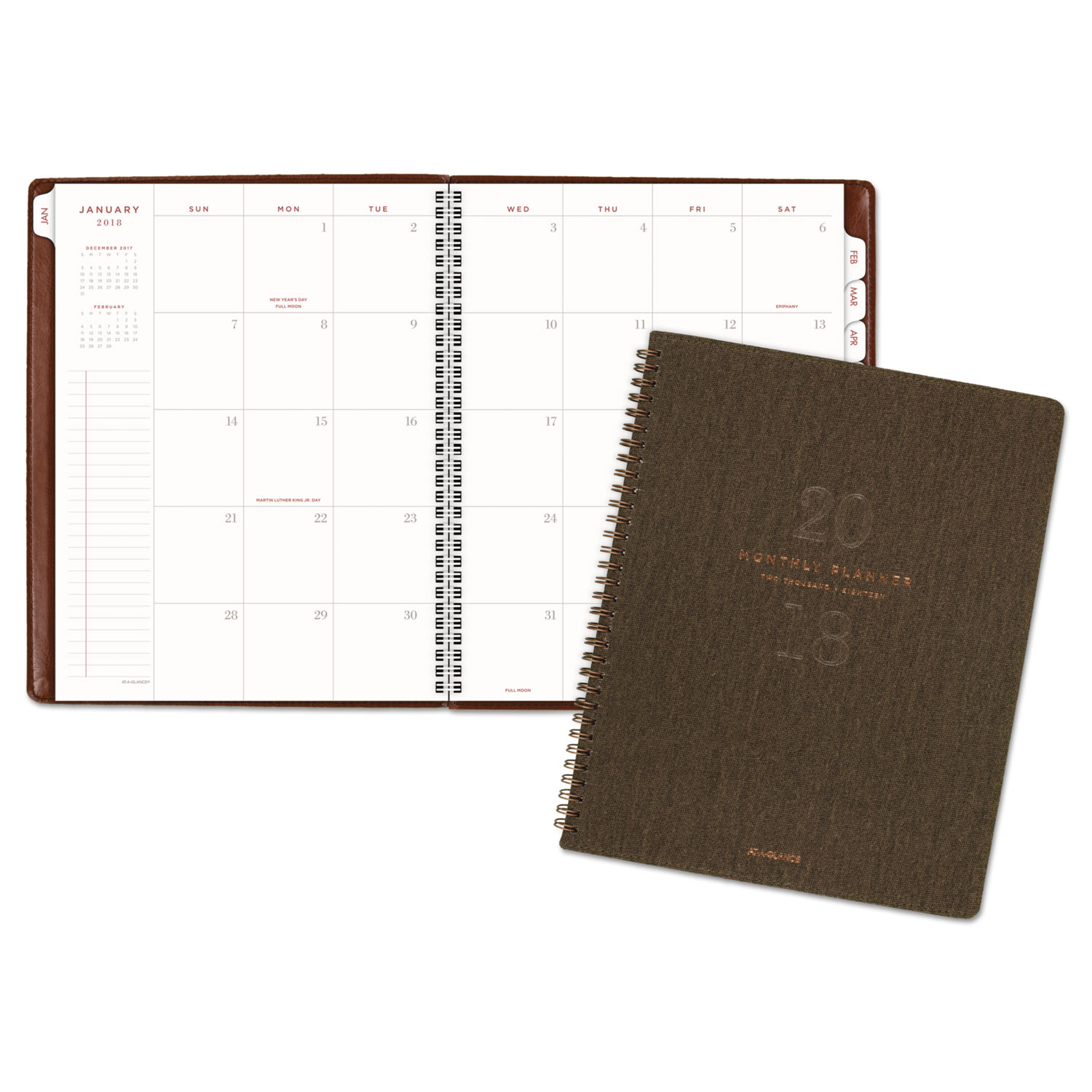 Signature Collection Olive Green Monthly Planner, 8 3/4 x 11, 2018