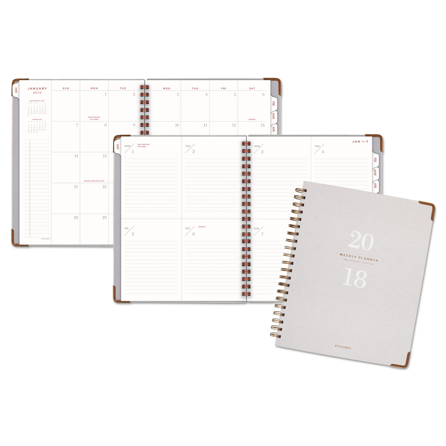Light Gray Wirebound Weekly/Monthly Planners, 8 3/8 x 11, Gray, 2018
