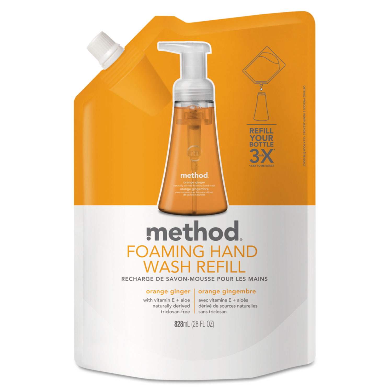  Method MTH01630EA Foaming Hand Wash Refill, Orange Ginger, 28 oz Pouch (MTH01630EA) 