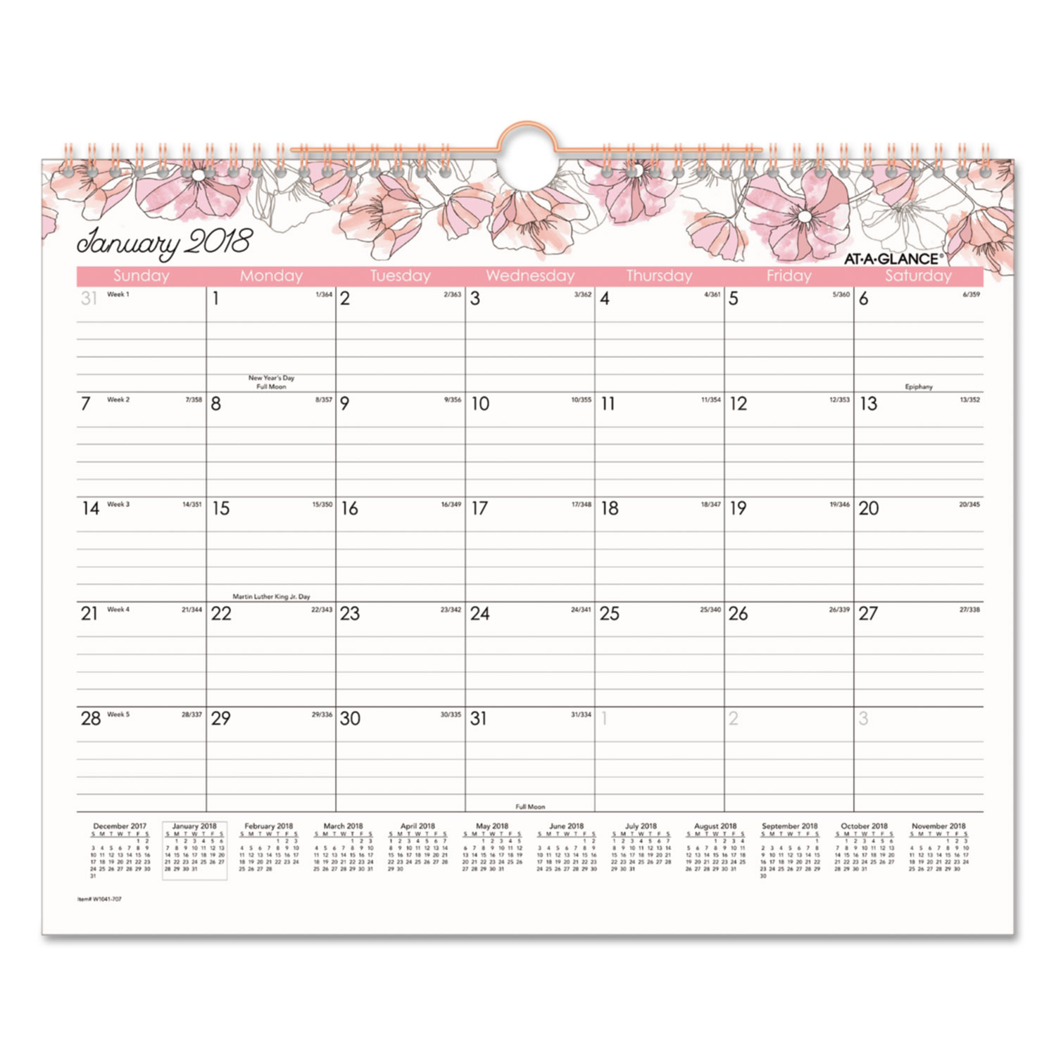 Blush Wall Calendar, 15 x 12, 2018