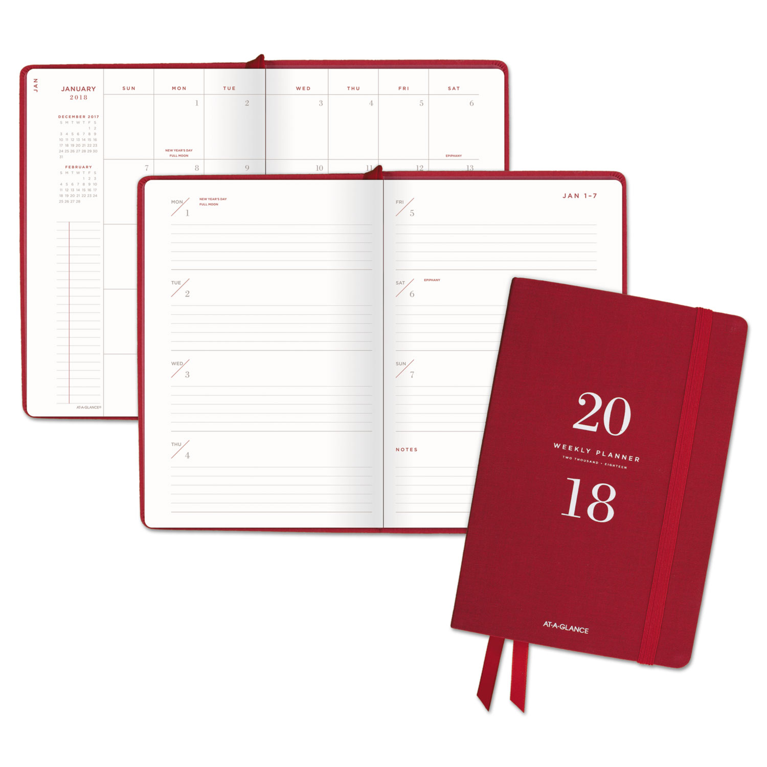 Signature Collection Weekly Monthly Red Perfect Bound Planner, 5 3/4 x 8 1/2