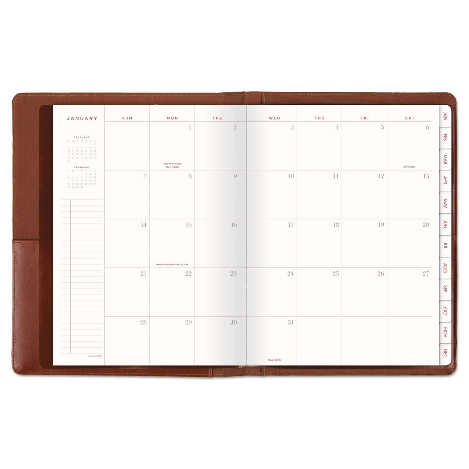 Signature Collection Monthly Clipfolio, 8 1/2 x 11, Distressed Brown